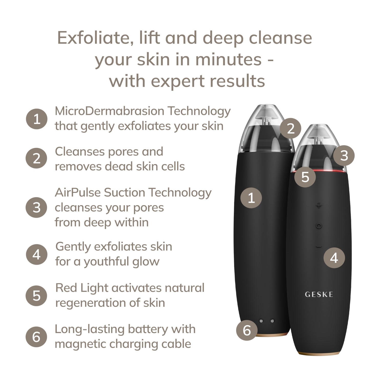 GESKE SmartAppGuided™ MicroDermabrasion Blackhead Remover | 7 in 1 | Blackhead Remover | Electric Pore Cleaner | Innovative Vacuum Cup | Beauty Tool | Skin Cleansing Device | Skincare Device - Medaid International