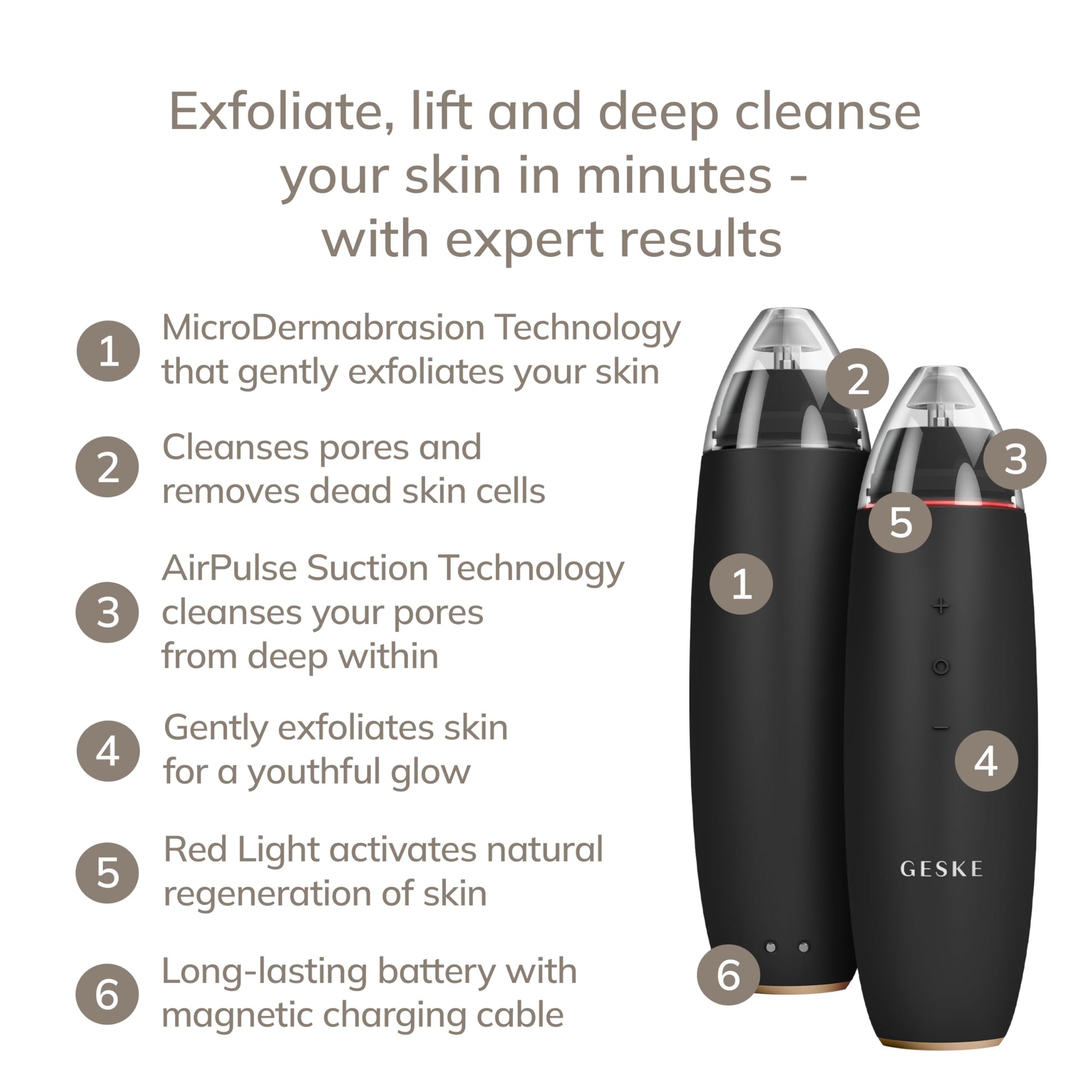 GESKE SmartAppGuided™ MicroDermabrasion Blackhead Remover | 7 in 1 | Blackhead Remover | Electric Pore Cleaner | Innovative Vacuum Cup | Beauty Tool | Skin Cleansing Device | Skincare Device - Medaid International
