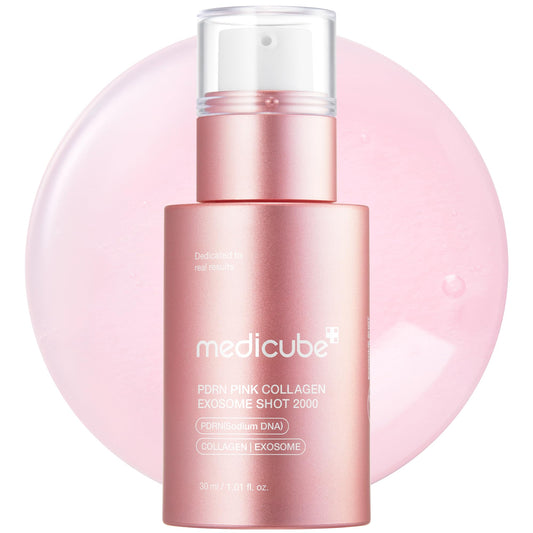 medicube PDRN Pink Collagen Exosome Shot Serum 2,000 PPM | Liquid Skin Booster | Exosome, Salmon DNA PDRN, Spicules | Uneven Skin Tone, Pore Care, Skin Texture | Korean Skin Care 1.01 fl.oz - Medaid International