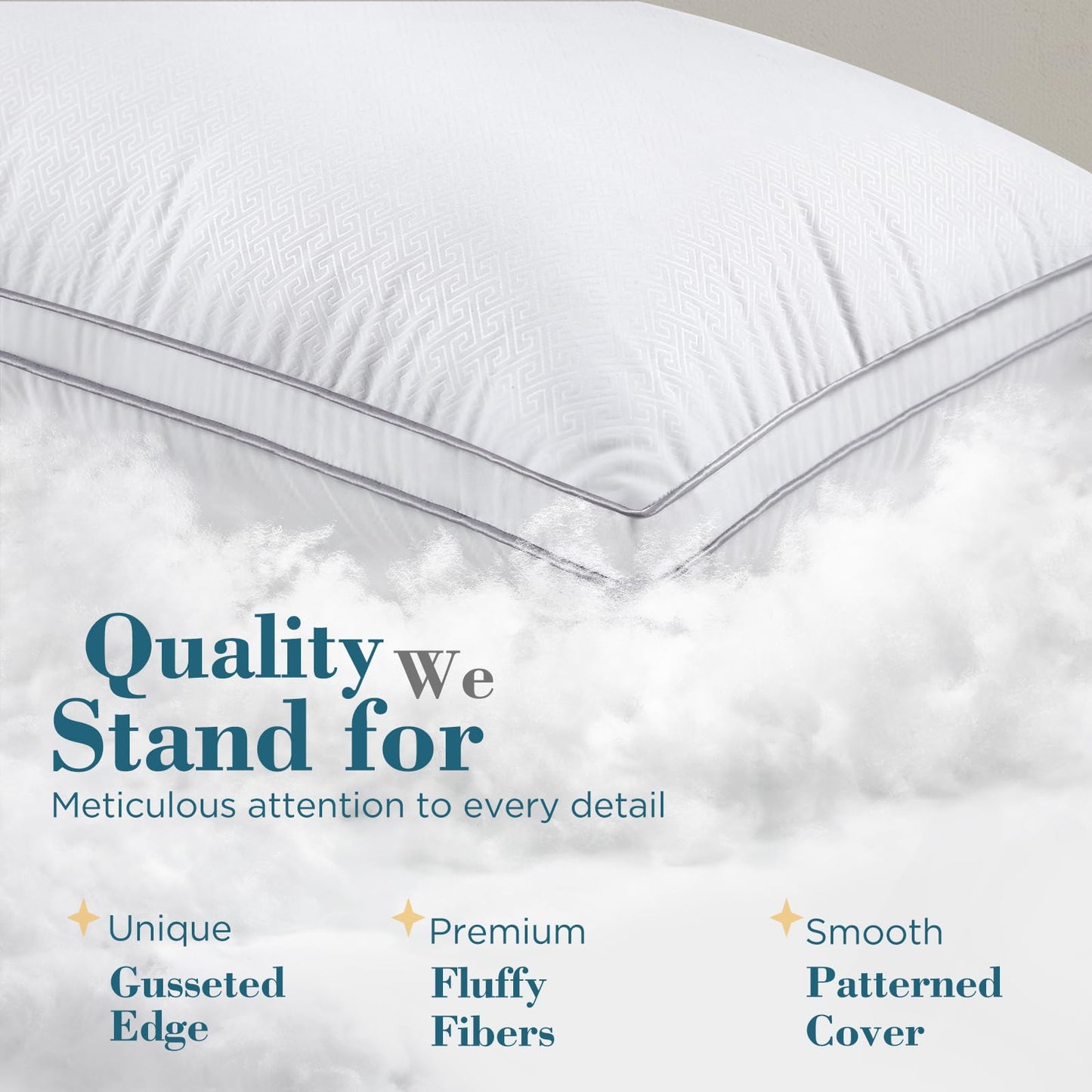 viewstar Pillows Queen Size Set of 2, Hotel Quality, Down Alternative Gusseted Bed Pillows for Side, Back, or Stomach Sleepers, White - Medaid International