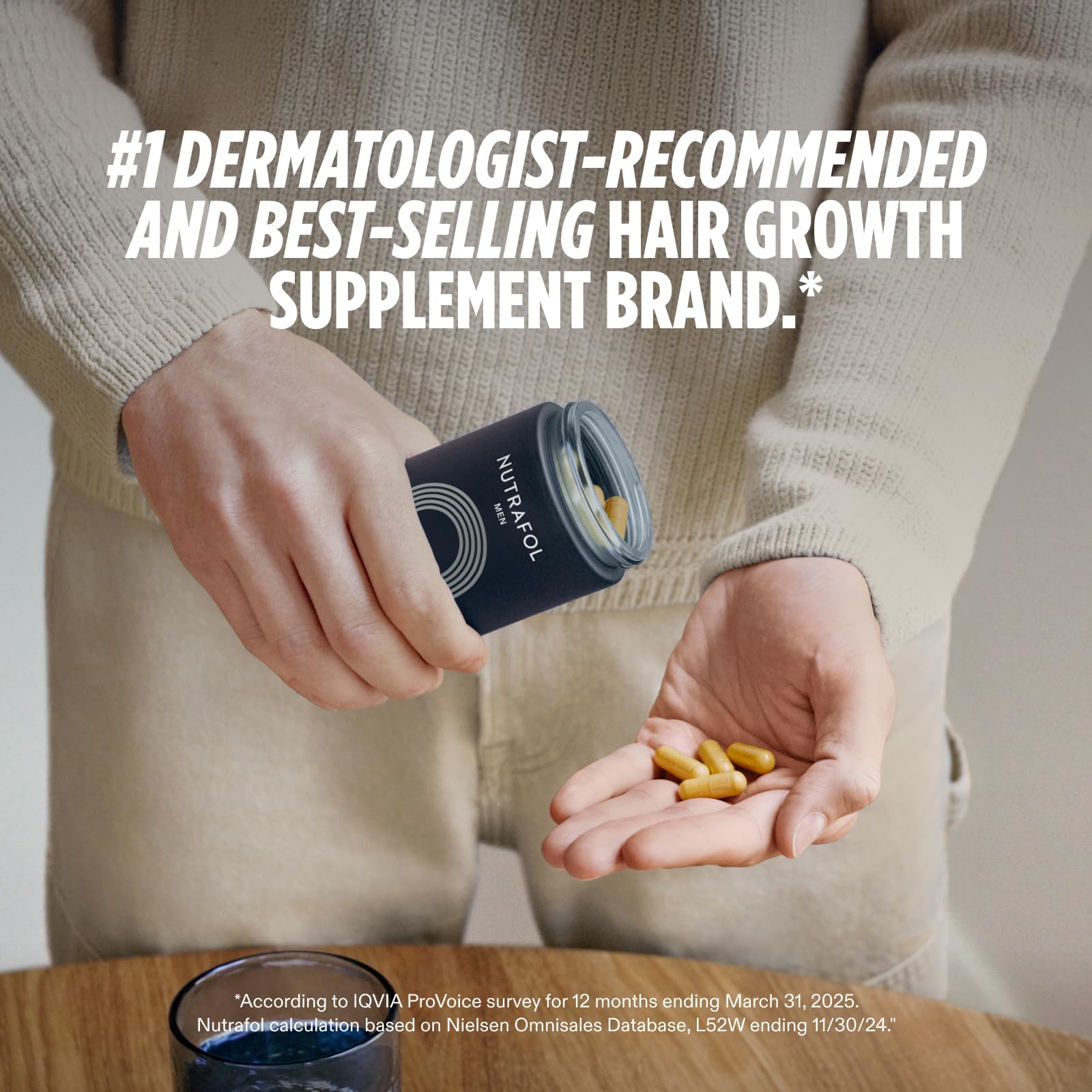 Nutrafol Men's Hair Growth Supplements, Clinically Tested for Visibly Thicker Hair and Scalp Coverage, Dermatologist Recommended - 1 Month Supply - Medaid International