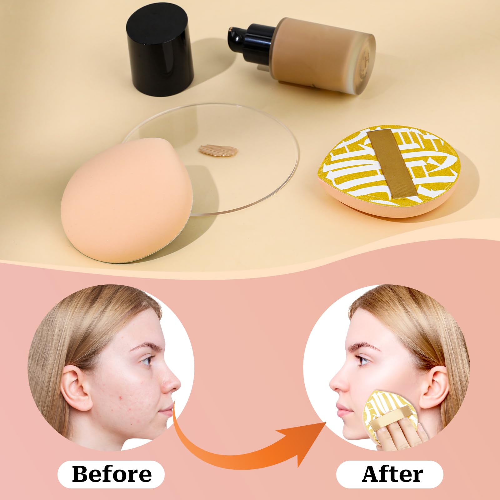 4 Pcs Korean Makeup Sponge Puff for Foundation Concealer and Powder Teardrop Setting Powder Puff Makeup Cushion Puff Foundation Sponge Blender Sponge for Liquid, Cream, and Powder (Large Size) - Medaid International