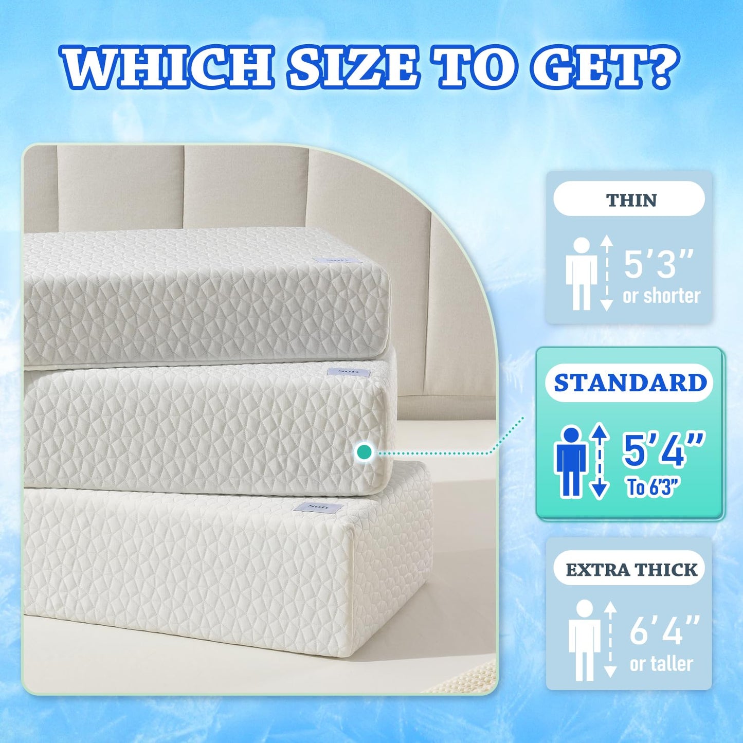 HARBOREST Ice Cube Cooling Pillow for Side Sleepers Memory Foam Side Sleeper Pillow Support Head & Neck for Pain Relief，12"x24"x5" - Medaid International