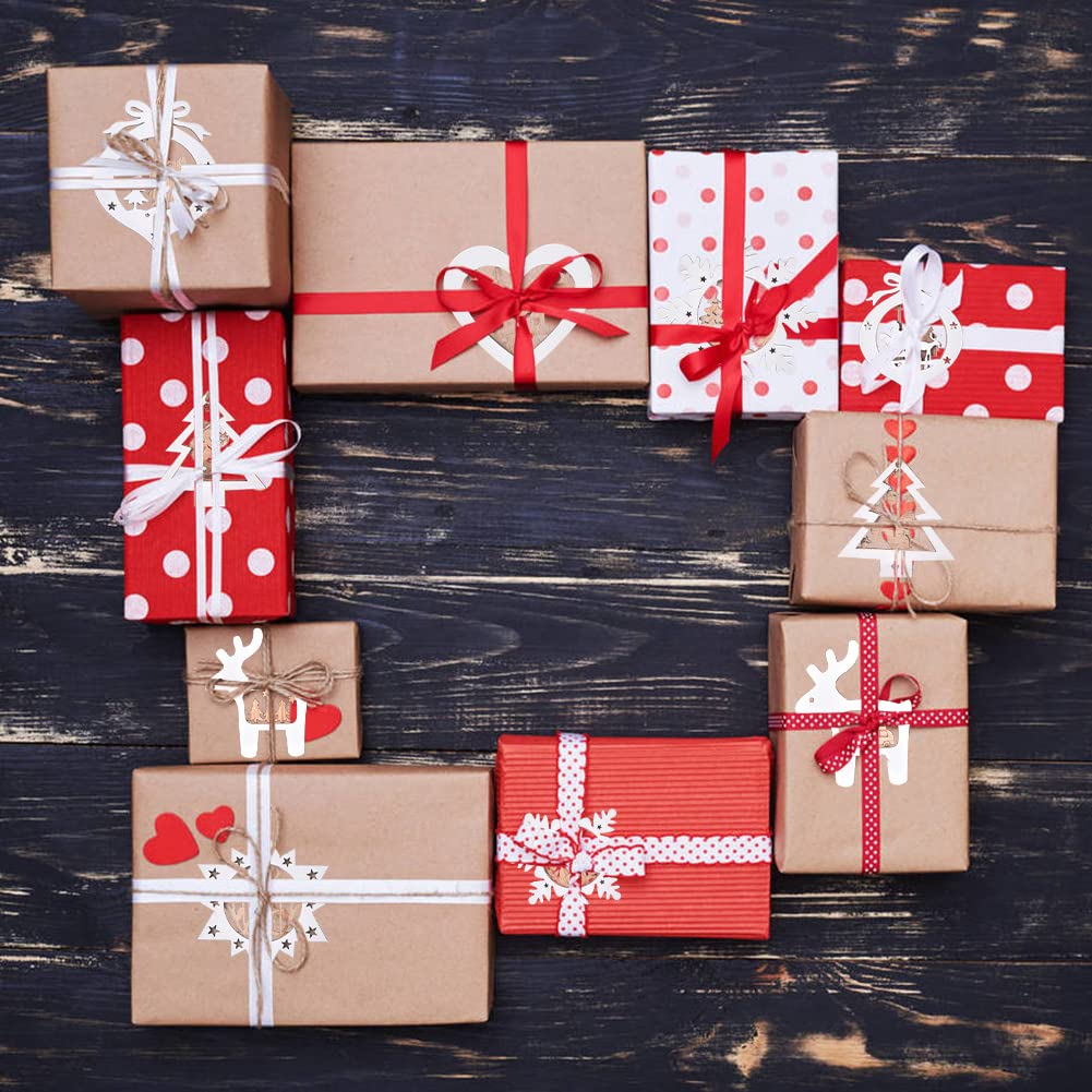 IDATOO Christmas Tree Ornaments Set of 24 Wooden Craved Hanging Craft Decorations for Winter Wonderland, 3D Rustic Farmhouse Christmas Ornaments Holiday Decor for Christmas Tree Home Office (White) - Medaid International