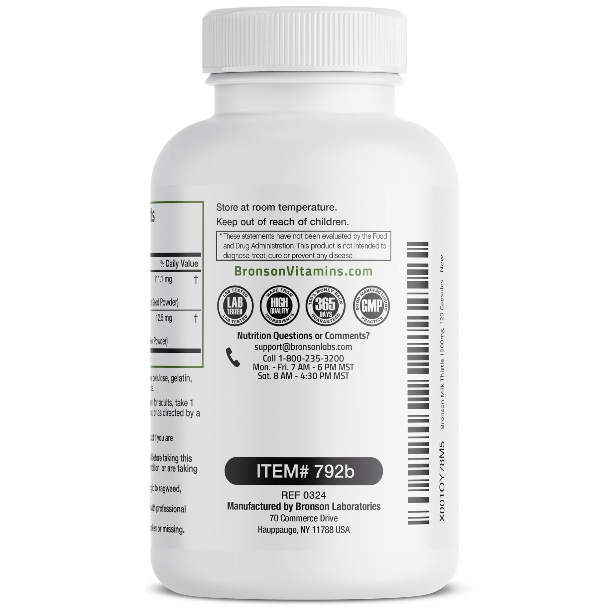 Bronson Milk Thistle Silymarin Marianum & Dandelion Root Liver Health Support, Antioxidant Support, Detox, 120 Capsules - Medaid International