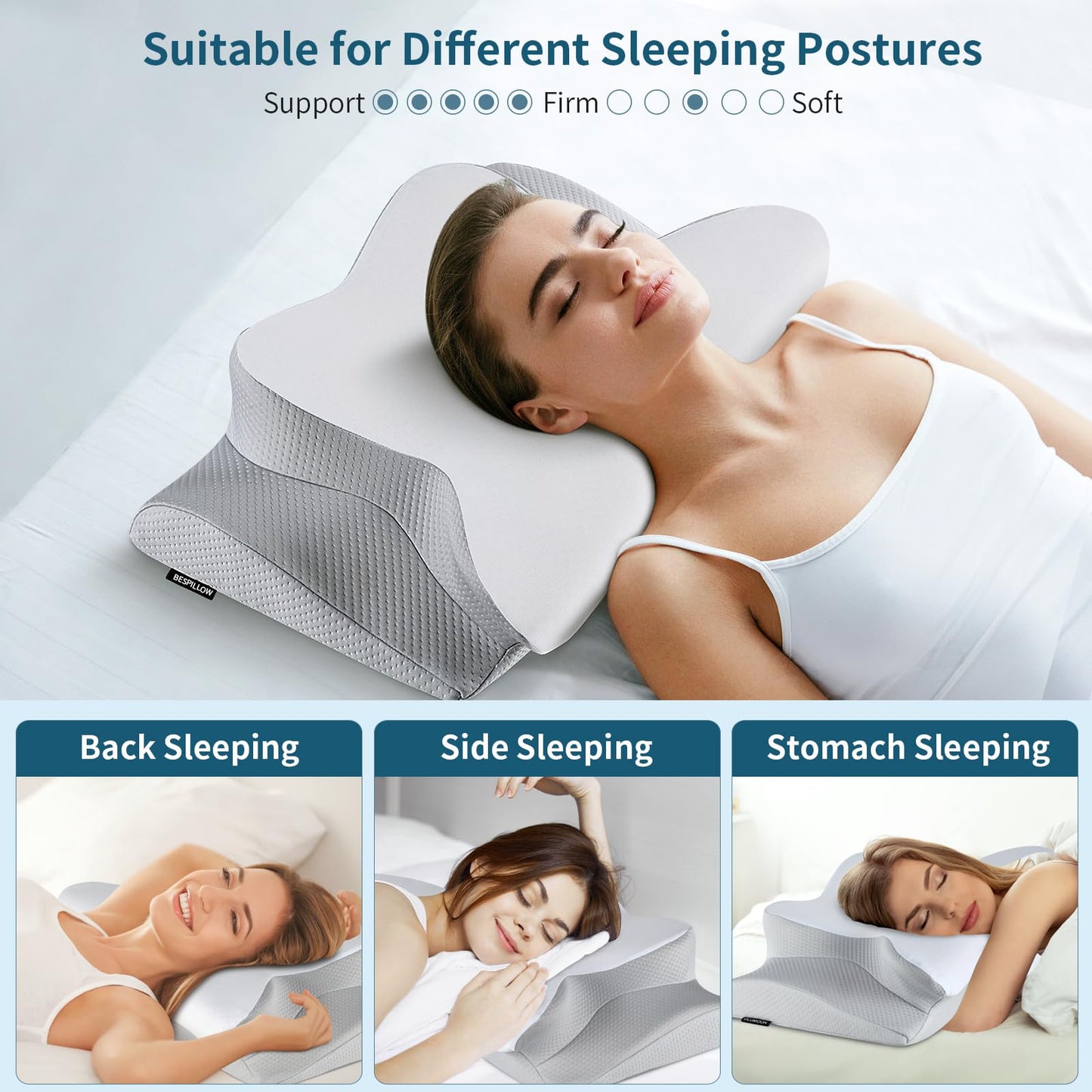 Cervical Neck Pillow for Pain Relief - Cooling Side Sleeper Pillow for Sleeping, Ergonomic Memory Foam Pillows for Neck Support, Contour Orthopedic Bed Pillow for Back Stomach Sleepers - Medaid International