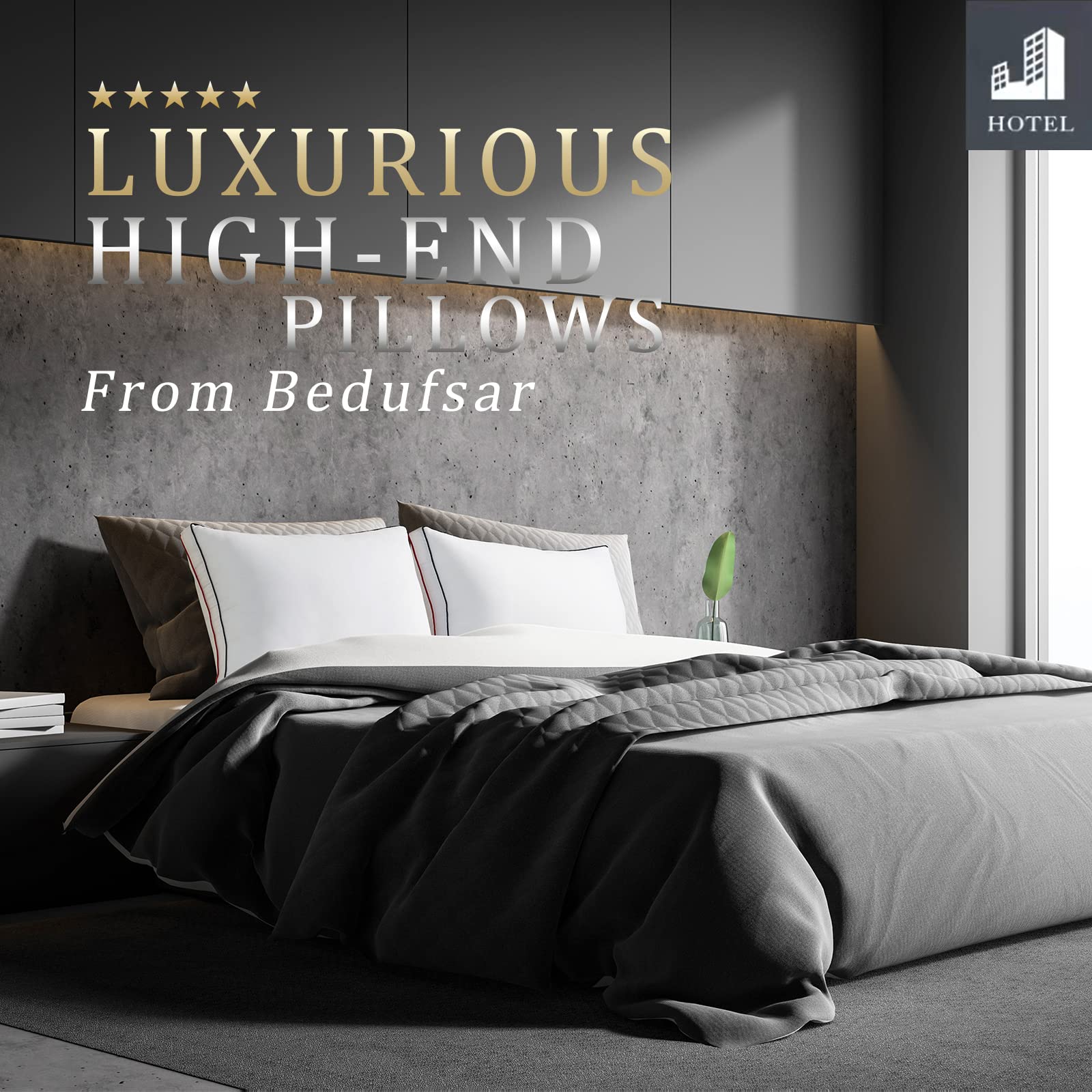 Bedufsar Bed Pillows for Sleeping, Queen Size Pillows Hotel Quality Set of 2, Firm and Supportive Gusseted Pillows for Side and Back Sleepers, Cooling Down Alternative Fluffy Soft Pillow (20x30 in) - Medaid International