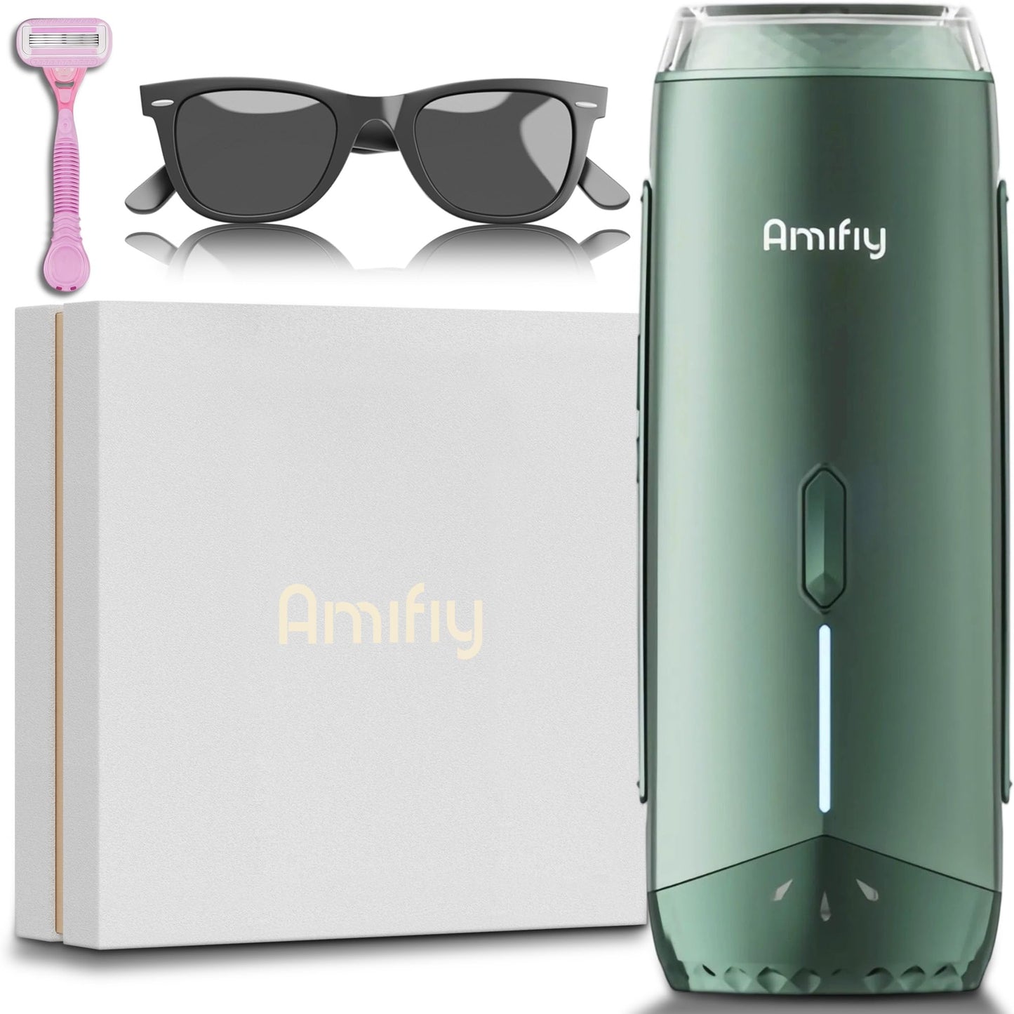 Amifiy Ice Cooling IPL Home Use Hair Removal Device, Laser Hair Removal Machine Painless Epilator for Women Men, 3 Energy Levels & 2 Modes, Face Body Use with Razor & Glasses - Medaid International