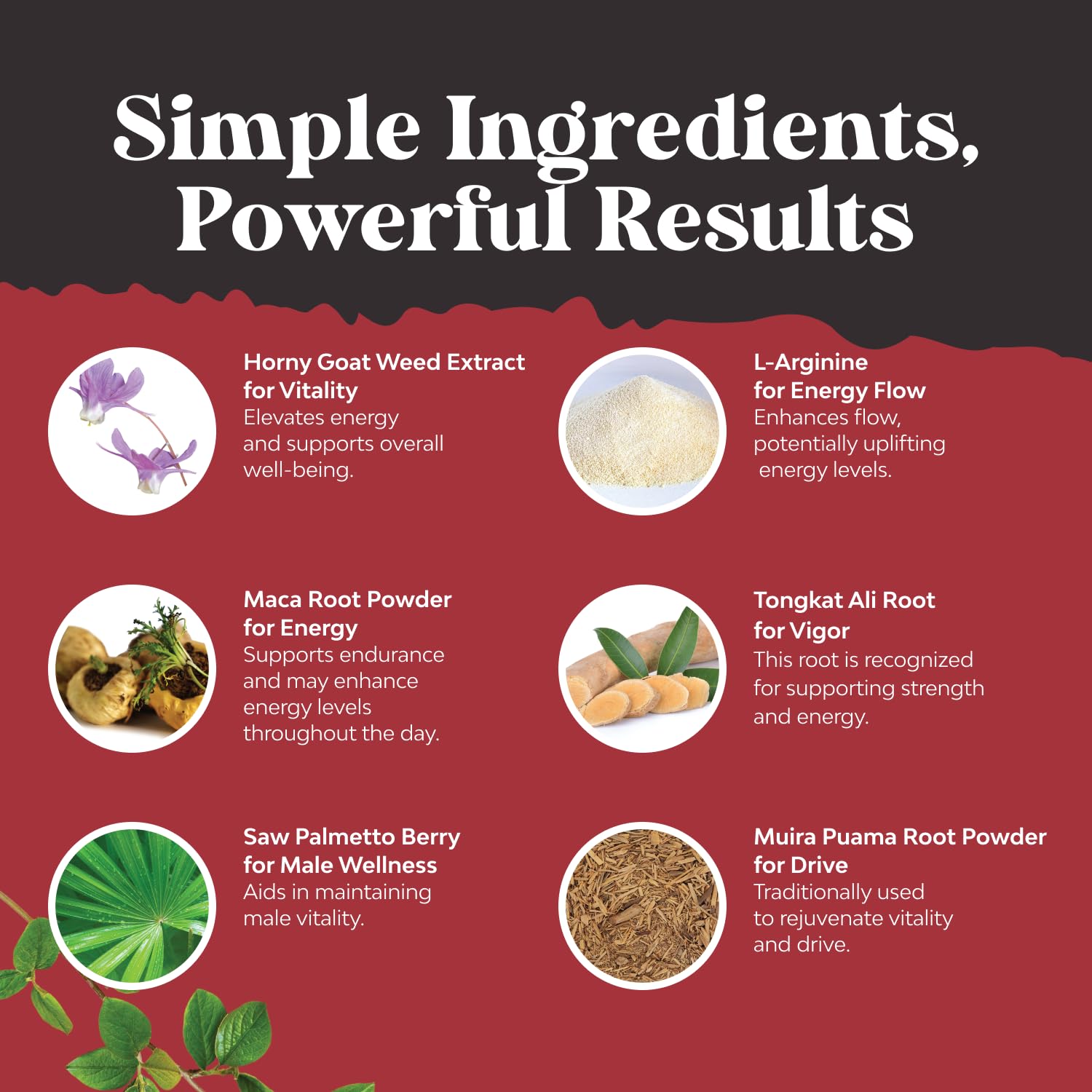 Bundle of Horny Goat Weed for Men with Black Maca Root, Tongkat Ali, Saw Palmetto & Panax Ginseng Extract and Potent Black Maca Root Capsules - Men's Wellness Supplement to Support General Health - Medaid International