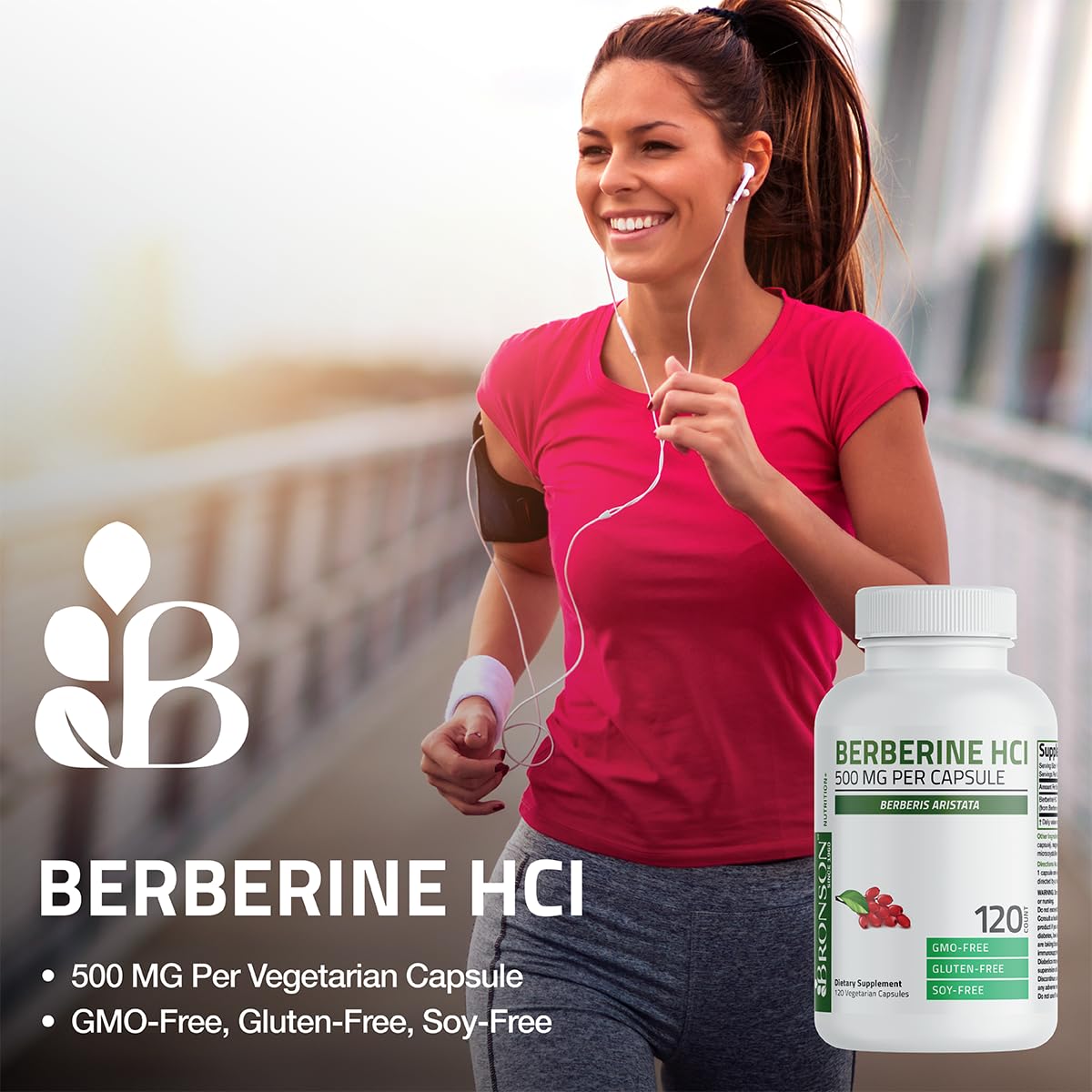 Bronson Berberine As Berberine HCI Berberis Aristata 500mg Per Vegetarian Capsule Non-GMO, 120 Vegetarian Capsules - Medaid International