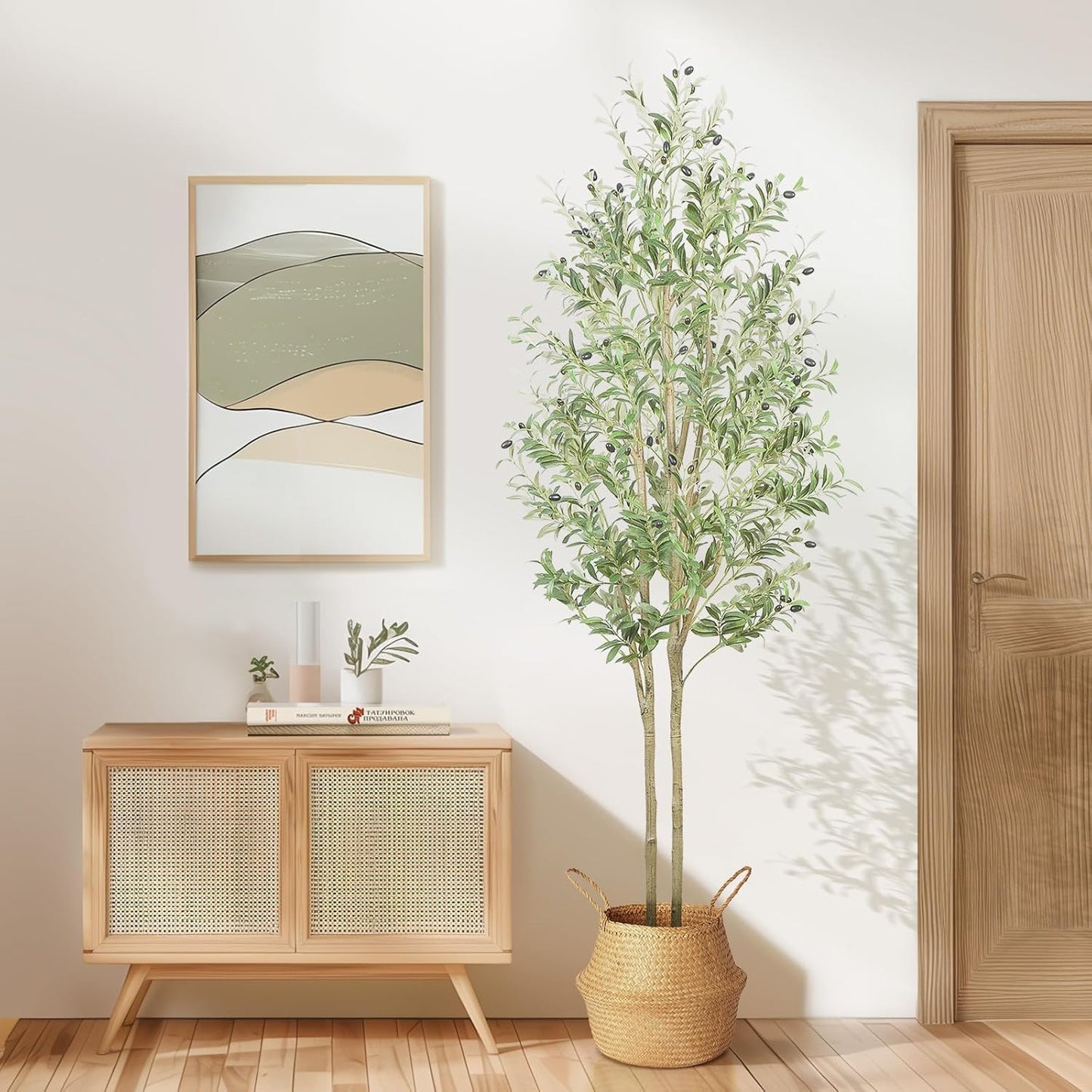 Alupssuc Tall 7ft Artificial Olive Trees, Faux Olive Silk Tree Indoor with Natural Branches & Realistic Leaves, Fake Olive Tree for Home Living Room Bedroom Balcony Corner Office Garden Decor, 7 Feet - Medaid International