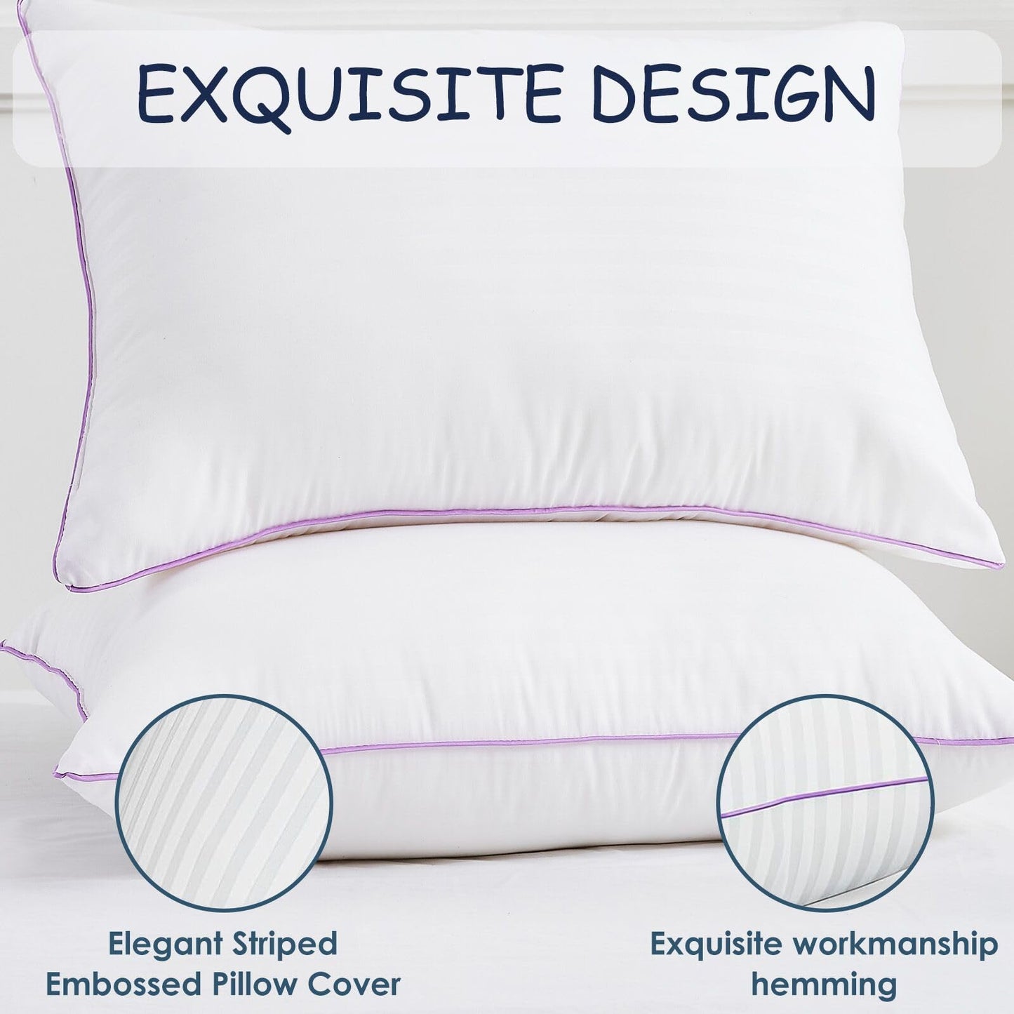 VAINOC Pillows Standard Size Set of 2,Breathable Hotel Collection Bed Pillows for Sleeping Medium Soft Down Alternative Microfiber Filled,20 x 26 Inches - Medaid International