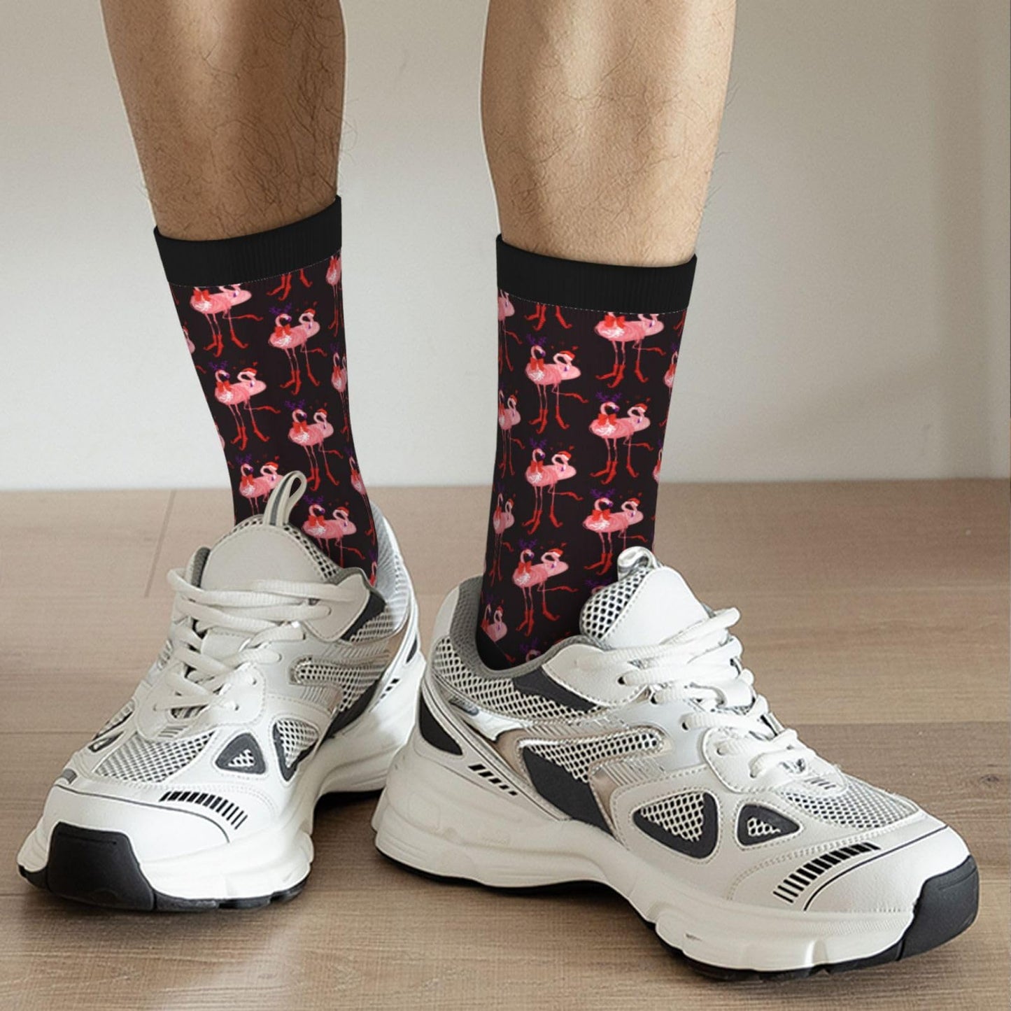Oxcav Christmas Flamingos Novelty Socks Crazy Funny Crew Dress Socks For Men Women - Medaid International