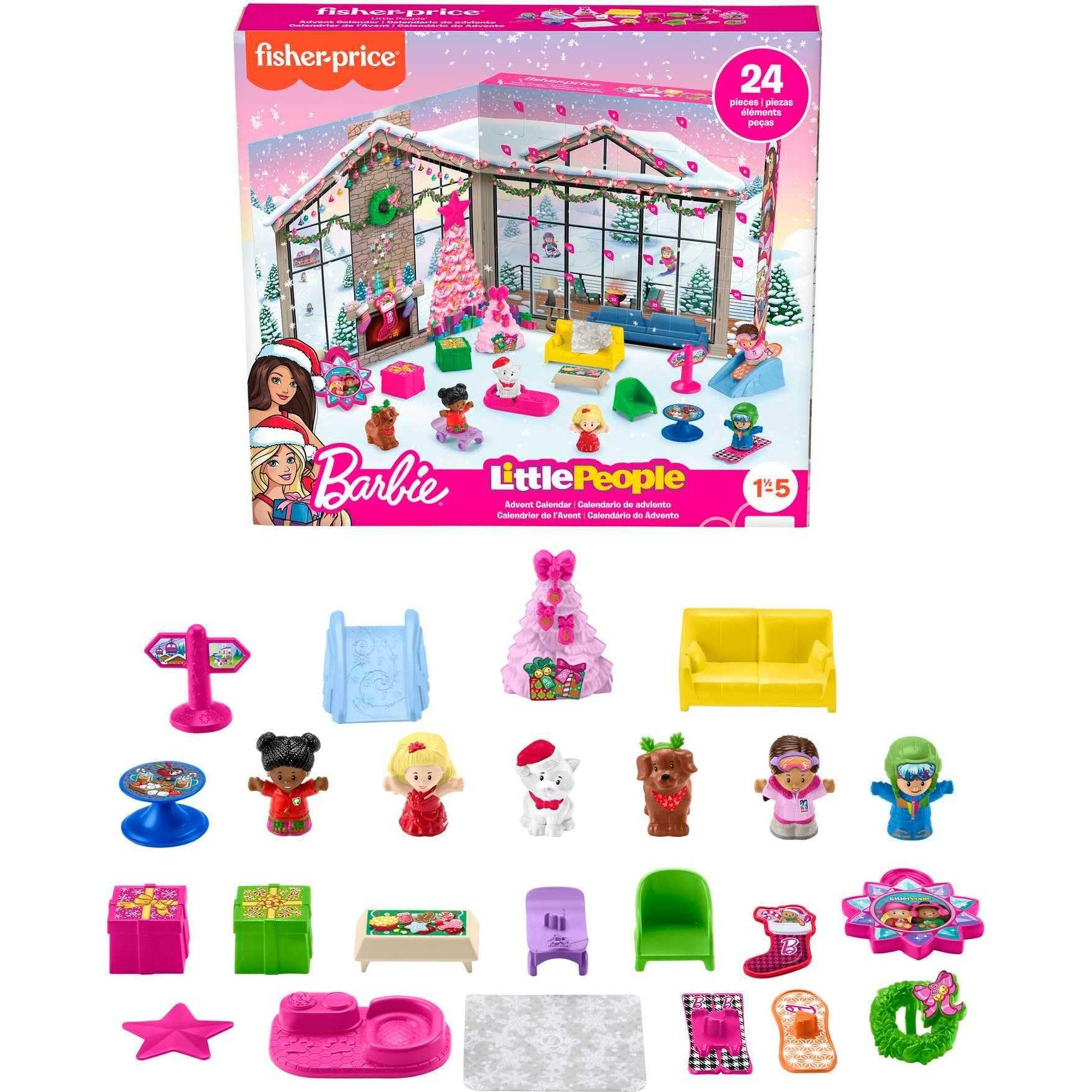 Fisher-Price Little People Barbie Toddler Toy 2025 Advent Calendar Playset, 24 Christmas Figures & Pieces for Pretend Play Kids Ages 18+ Months - Medaid International