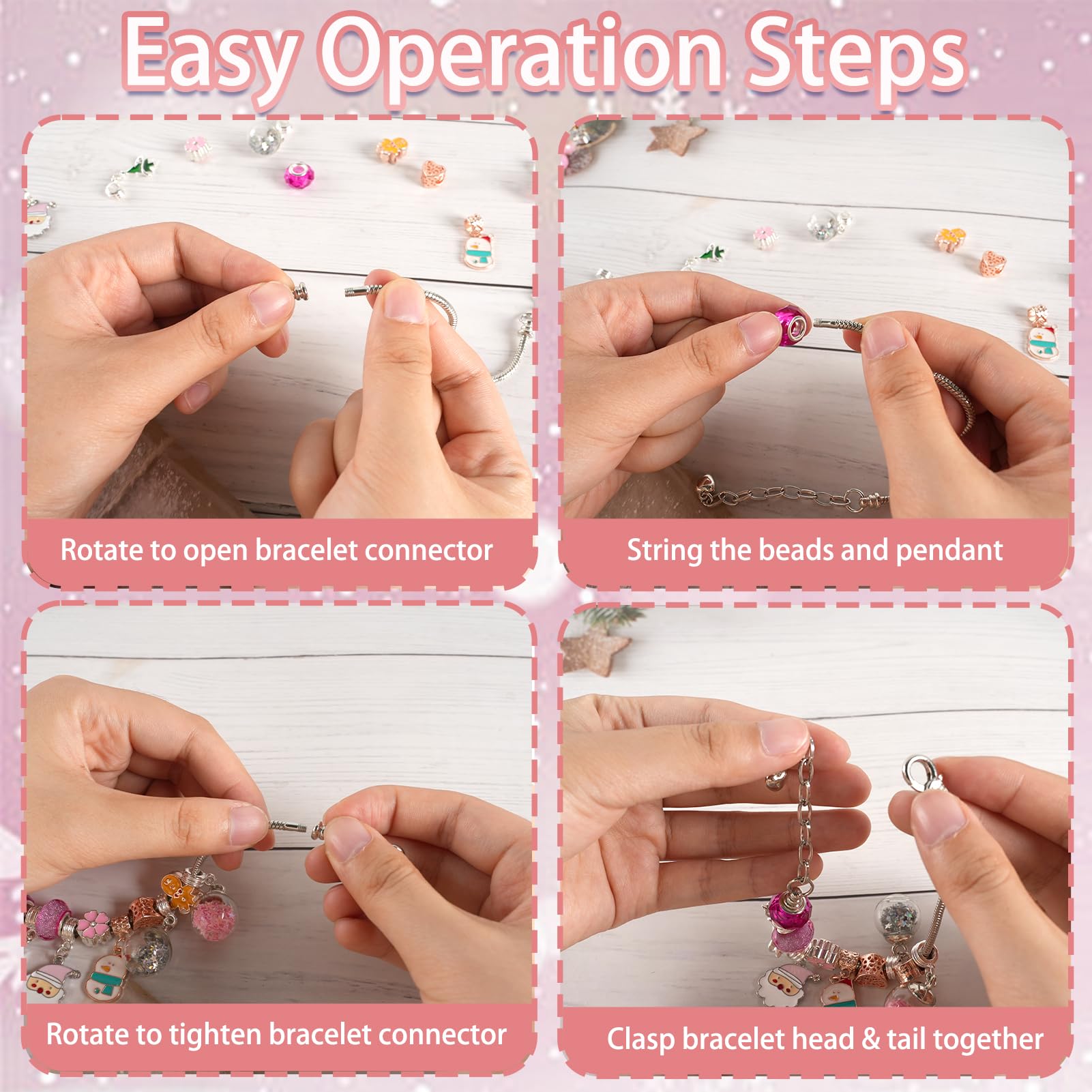 OuMuaMua 24 Days Christmas Advent Calendar 2025, Charm Bracelet Making Kit, Pink Charm Beads, Countdown Calendar DIY Jewelry Making Kit for Adults Women Teens Girls Kids Xmas Holiday Birthday Gifts - Medaid International