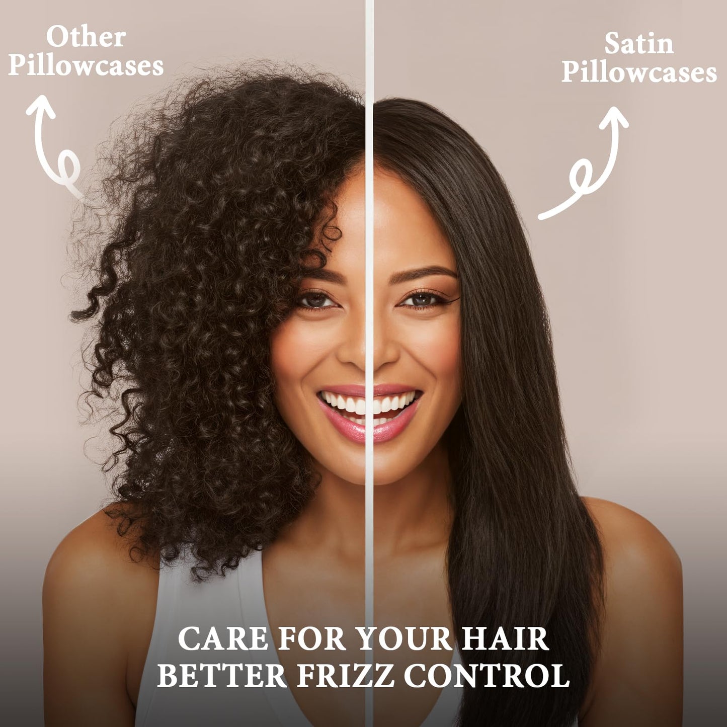 BHZ Satin Goose Down Feather Pillows King Size with Beige Satin Pillowcase for Hair and Skin, Cooling Pillow Cases Similar to Silk Pillow Cases, Christmas Decorative Gifts for Women, Mom Men - Medaid International