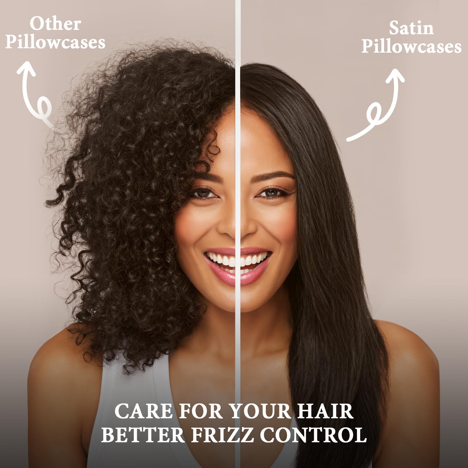 BHZ Satin Goose Down Feather Pillows King Size with Beige Satin Pillowcase for Hair and Skin, Cooling Pillow Cases Similar to Silk Pillow Cases, Christmas Decorative Gifts for Women, Mom Men - Medaid International