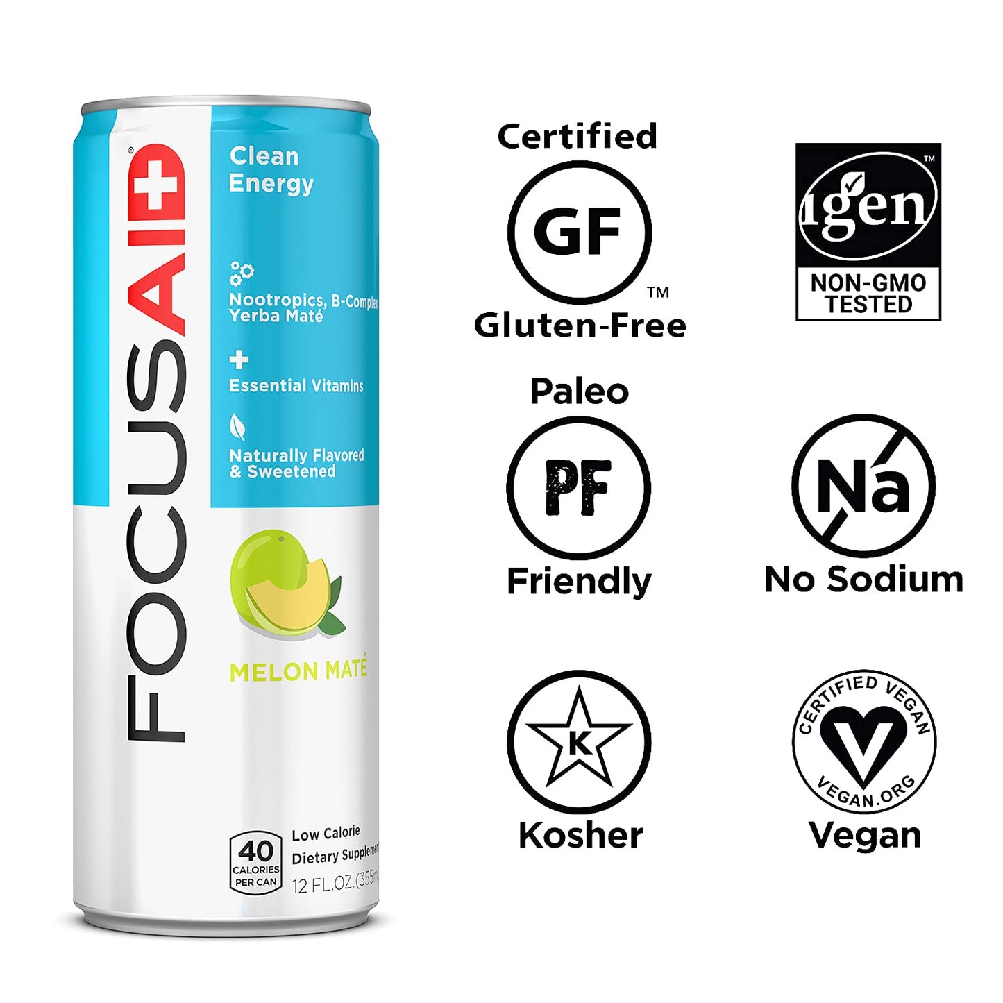 FOCUSAID Energy Blend | Nootropics Drink for Brain Fuel | Alpha-GPC, GABA, B-Complex, Yerba Mate, Green Tea | 100% Clean | 100mg Natural Caffeine - Medaid - Lebanon