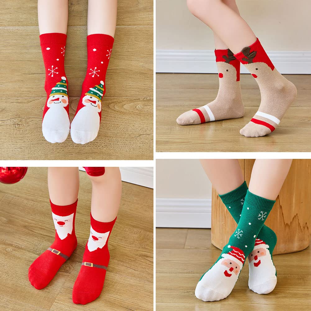 WATOCHE Kids Christmas Socks Toddler Nonslip Grip Christmas Xmas Socks for Baby Holiday Winter Warm for Boys/Girls(Nonslip Elk Set,3-5T) - Medaid International