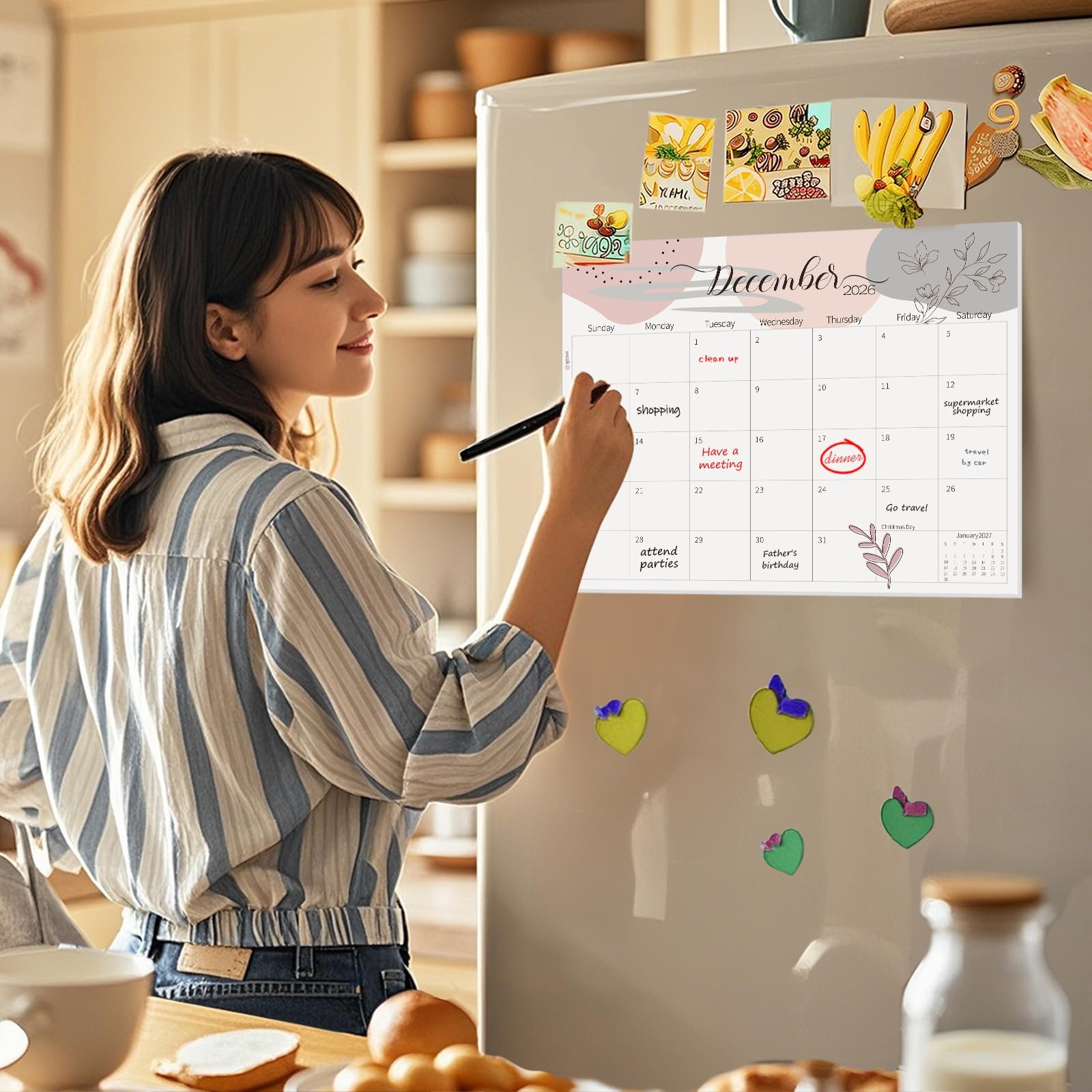 GuassLee Magnetic Calendar 2026-2027 - Magnetic Calendar for Fridge 11 x 14 Inches, Runs from Jan. 2026 to Jun.2027, 18 Monthly Planner for Easy Planning and Organizing - Medaid International