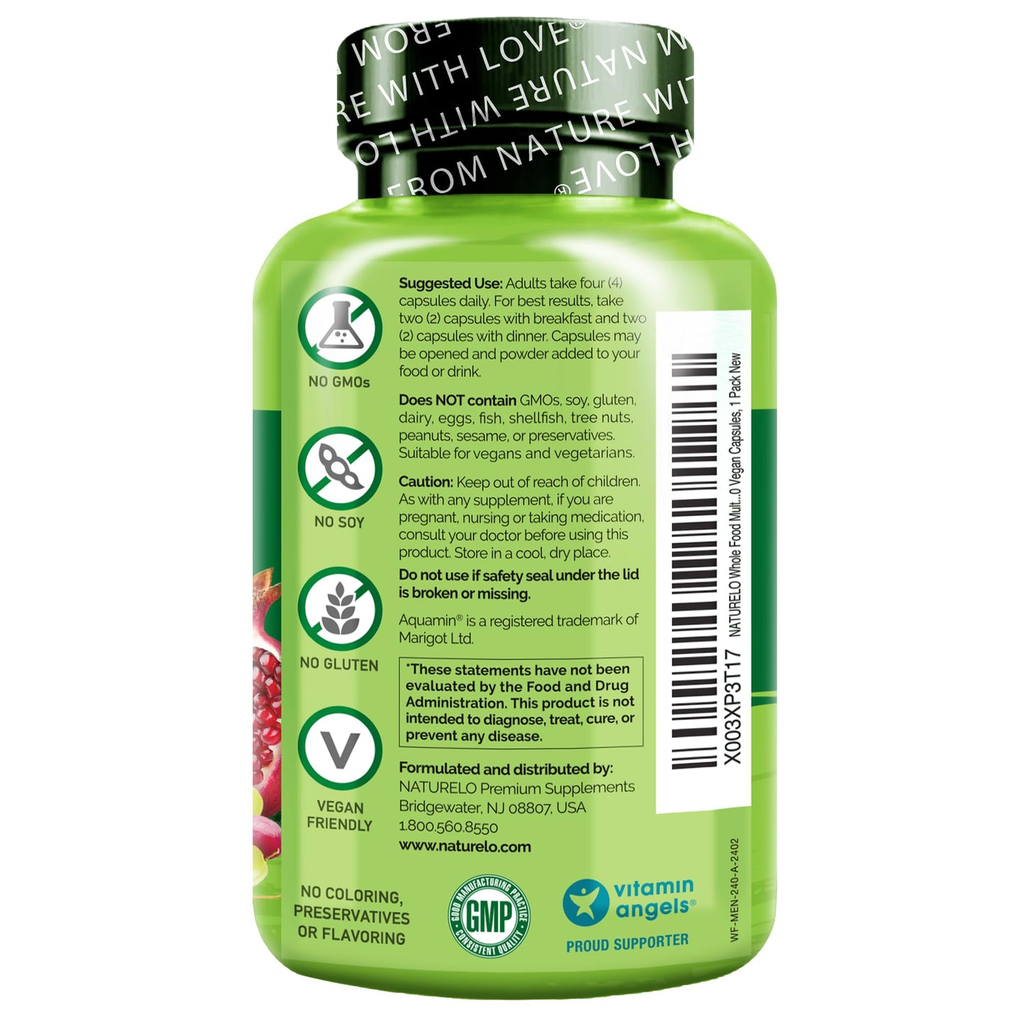 NATURELO Mens Multivitamins - Whole Food Multivitamin for Men with Vitamins, Minerals - 240 Vegetarian Capsules for Energy, Brain, Heart, Eye Health* - Medaid International