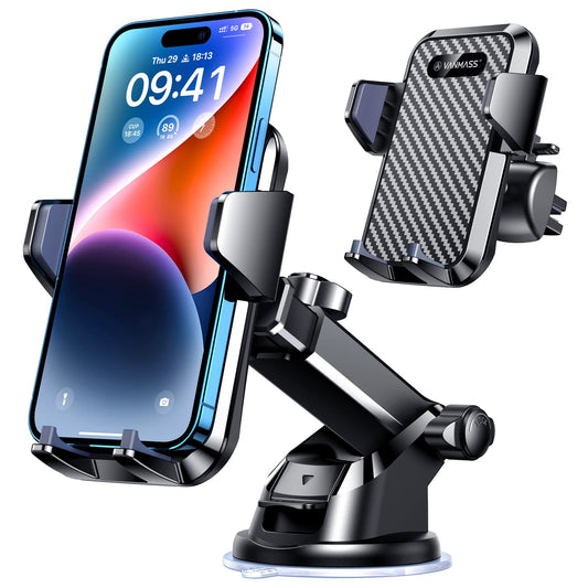 VANMASS 【85+LBS Strongest Suction & Military-Grade 2025 Ultimate Car Phone Mount【Patent & Safety Certs】 Cell Phone Holder Truck Stand for Dashboard Windshield Vent for iPhone 17 Pro Max 16 15 Samsung - Medaid International