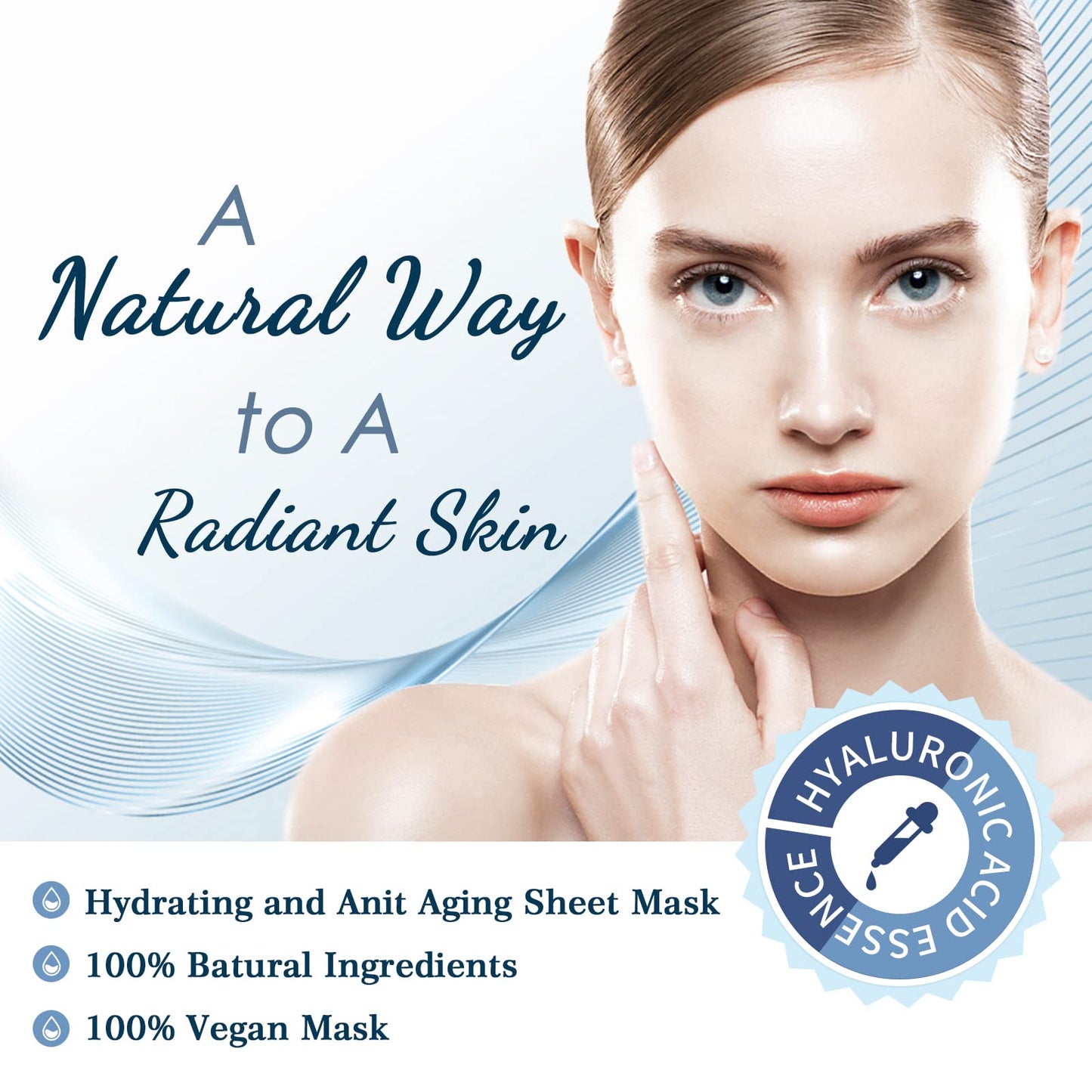 Face Mask Skin Care Hydrating Anti Aging Facial Mask Hyaluronic Acid Sheet Pack Deep Moisturizing Hydration Facemask Sheets for Women SkinCare Beauty Smoothing Rejuvenating Growing Gifts10 Sheets - Medaid International