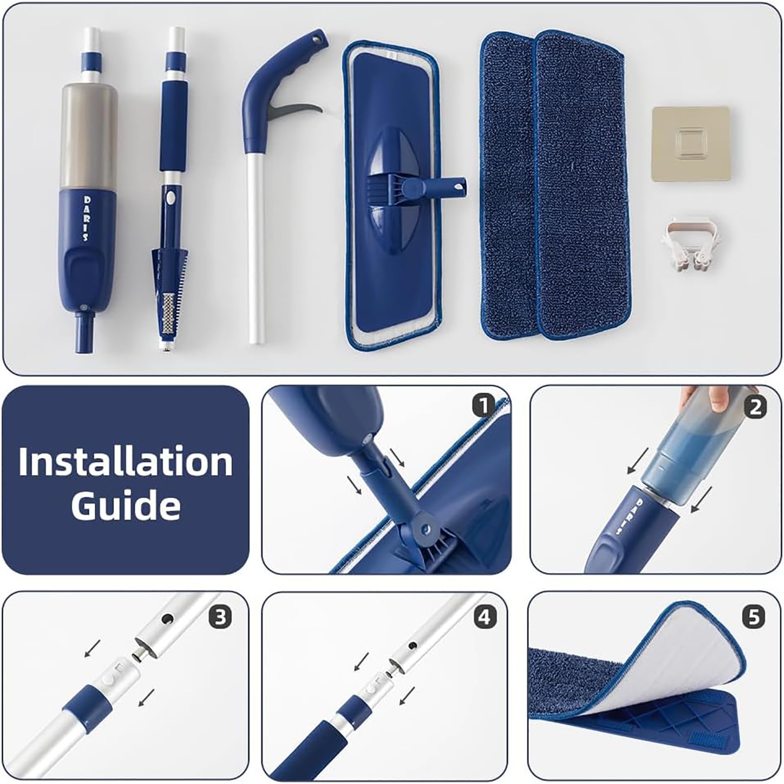 Spray Mop for Floor Cleaning with 3 Washable Pads Wet Dry Microfiber Floor Mop Sprays with 500 ml Refillable Bottle for House Kitchen Wood Floor Hardwood Laminate Ceramic Tiles Floor Dust Cleaning - Medaid International