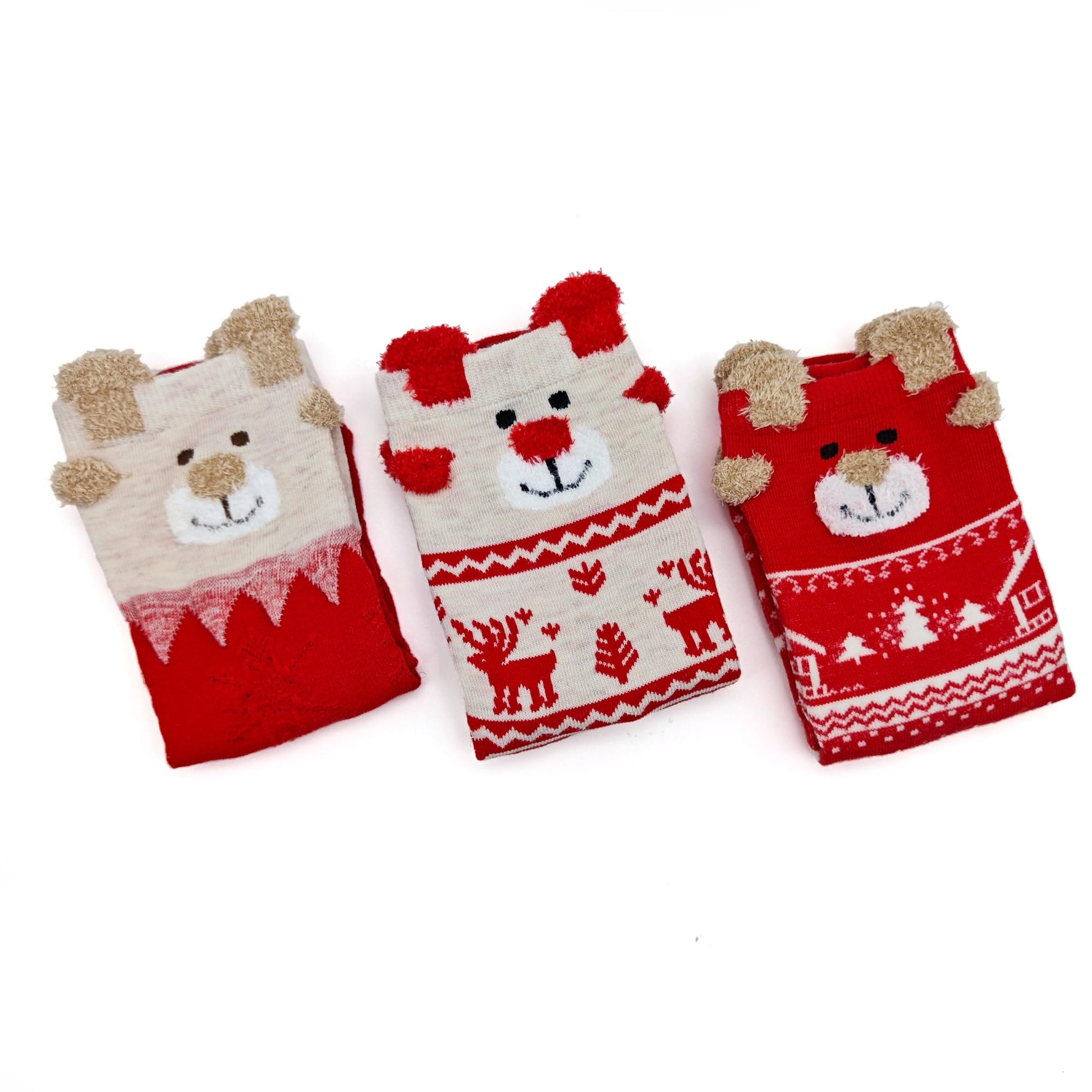 AIMI 3 Pairs Kids Elk Christmas Socks for Girls Boys Years Old Holiday Sock Soft Casual Crew Socks with Gift Box for Children (US, Age, 3 Years, 5 Years) - Medaid International