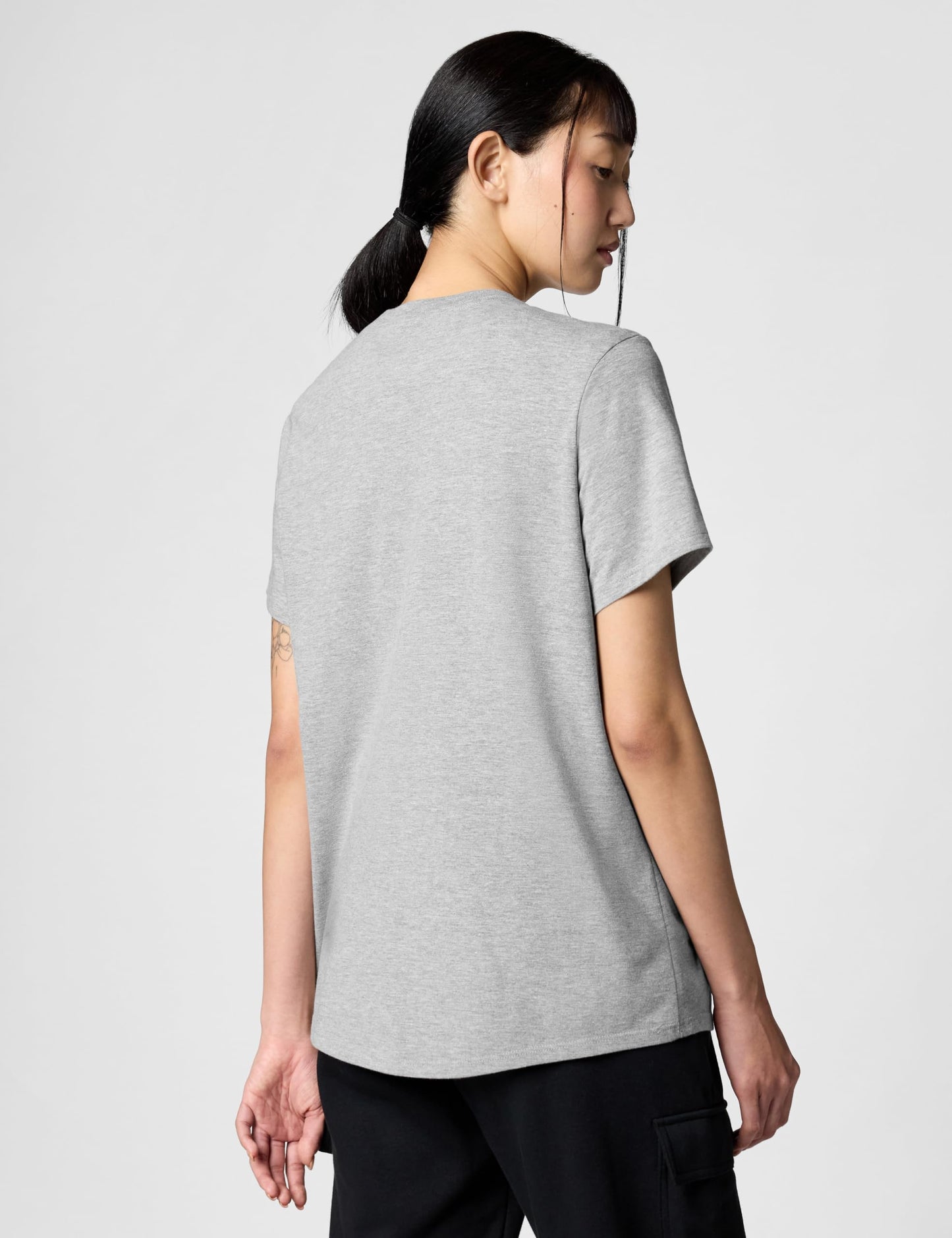 Nike Women's Sportswear Club Essentials T-Shirt, Dark Grey Heather/Black, Large - Medaid International