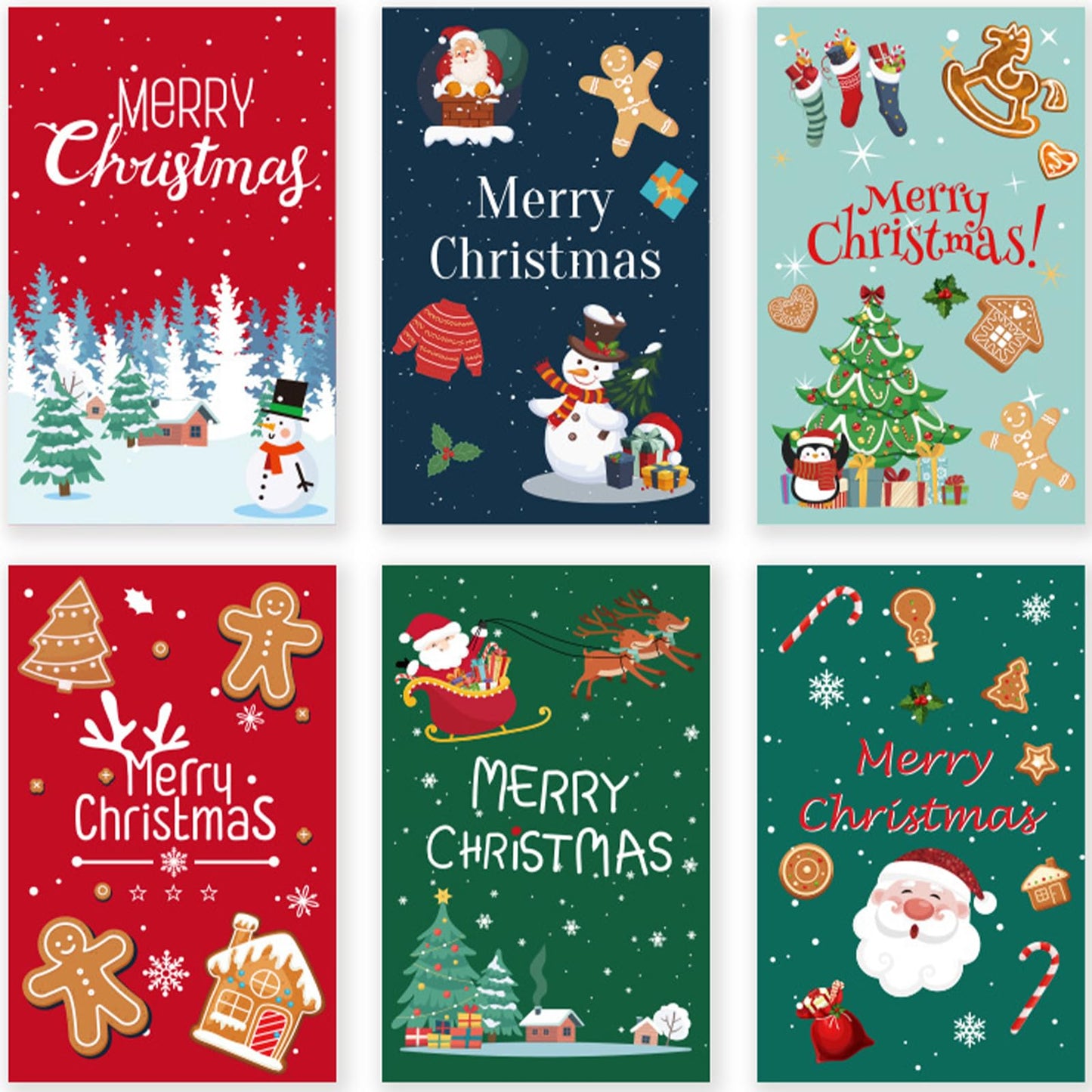 24 Pack Foiled & Glittery 6x4in Box of Christmas Cards with Envelopes and Stickers, 24 Festive Designs Boxed Christmas Cards with Envelopes with Printed Message Inside - Medaid International