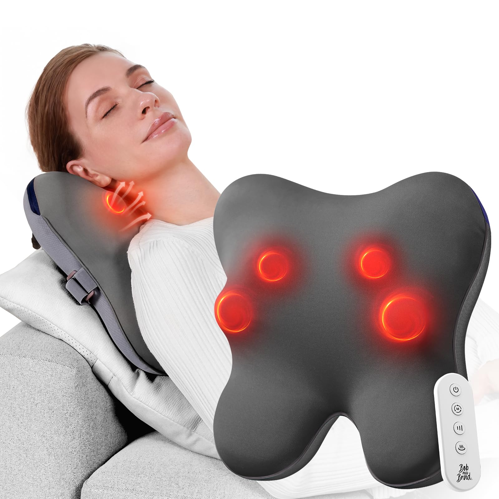 BOB AND BRAD Back Massager with Heat and Remote, EZBack Plus Corded Neck Massager for Pain Relief Deep Tissue, Shiatsu Massage Pillow with 3 Level for Full Body, FSA Eligible Ideal Gifts for Women - Medaid International