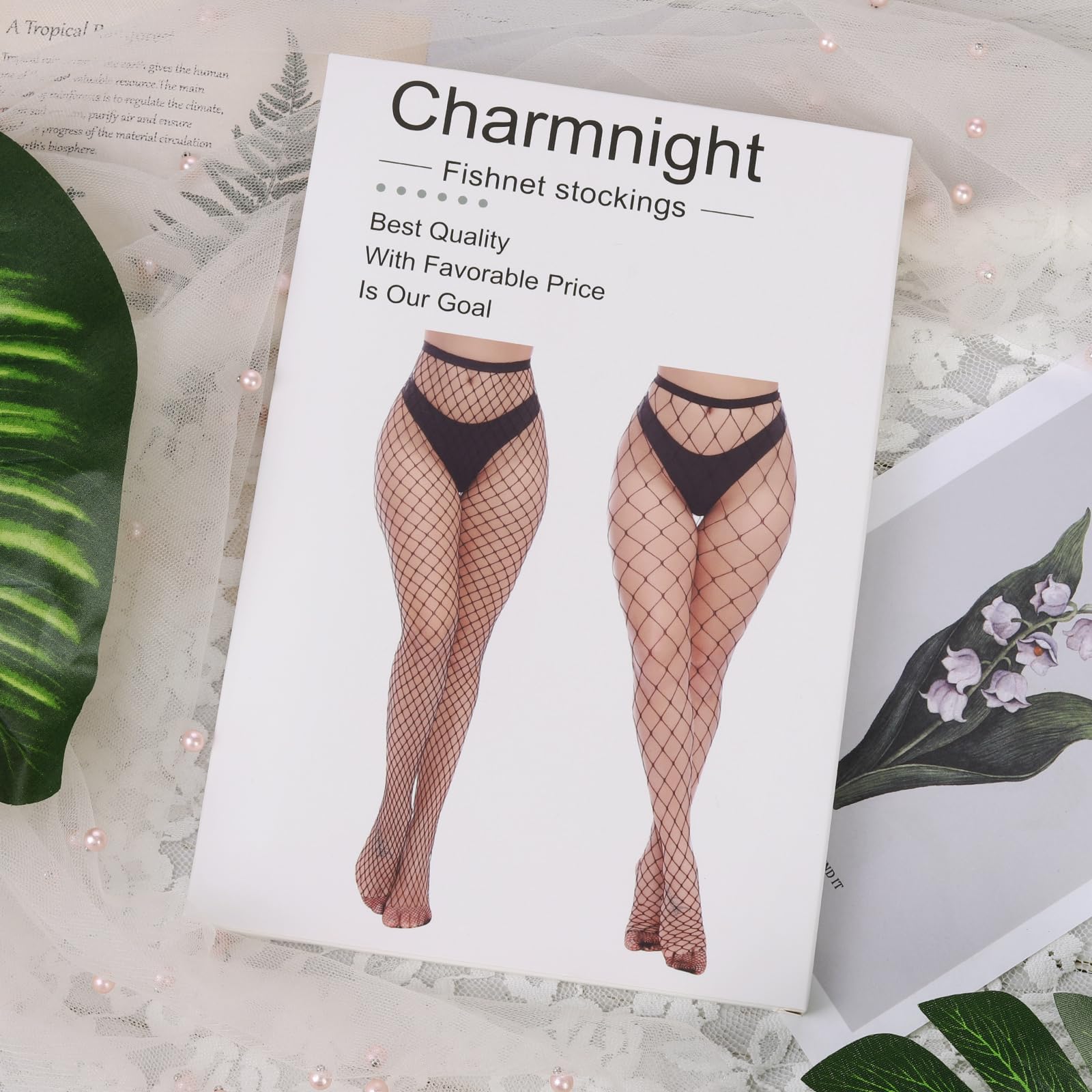 Charmnight Womens High Waist Tights Fishnet Stockings Thigh High Pantyhose 2 Pair(1) - Medaid International