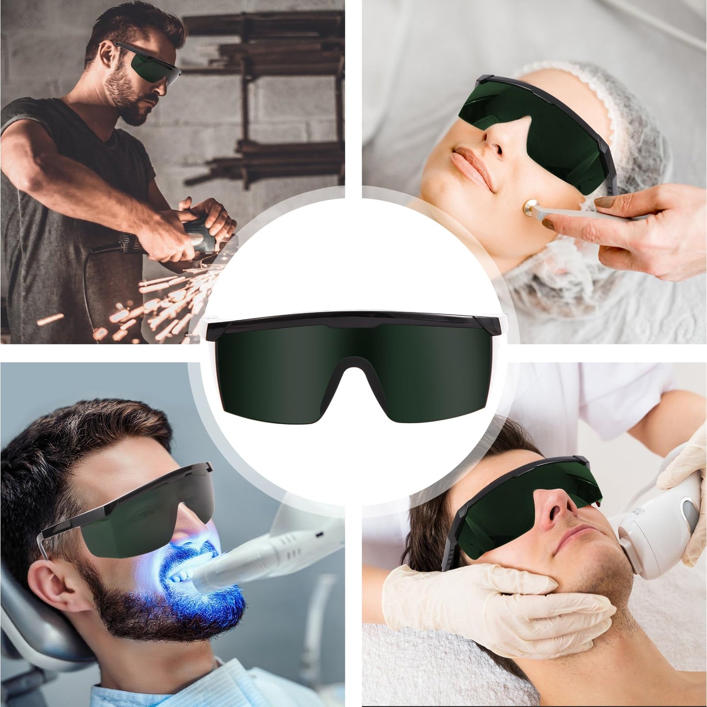 FreeMascot IPL 200nm-2000nm Laser Safety Glasses for Laser Hair Removal Treatment and Laser Cosmetology Operator Eye Protection with Case (Green) - Medaid International