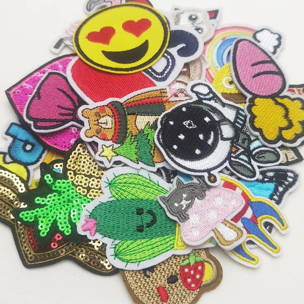 50pcs Mix Lots Iron On& Sewing On Patches,Applique Patches for Sweatshirts, Skirts, Hats, Socks, Backpack,Bag,Jeans DIY Accessories - Medaid International