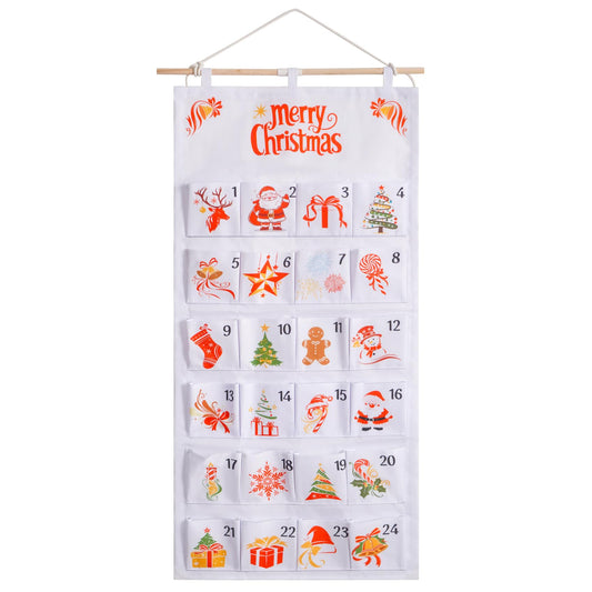 SAVORLIVING Christmas Advent Calendar with 24 Pockets, Reusable Countdown Calendar Storage Bag, Fabric Calendar Wall Hanging Bag for Xmas Holiday Home Wall Decoration - Medaid International