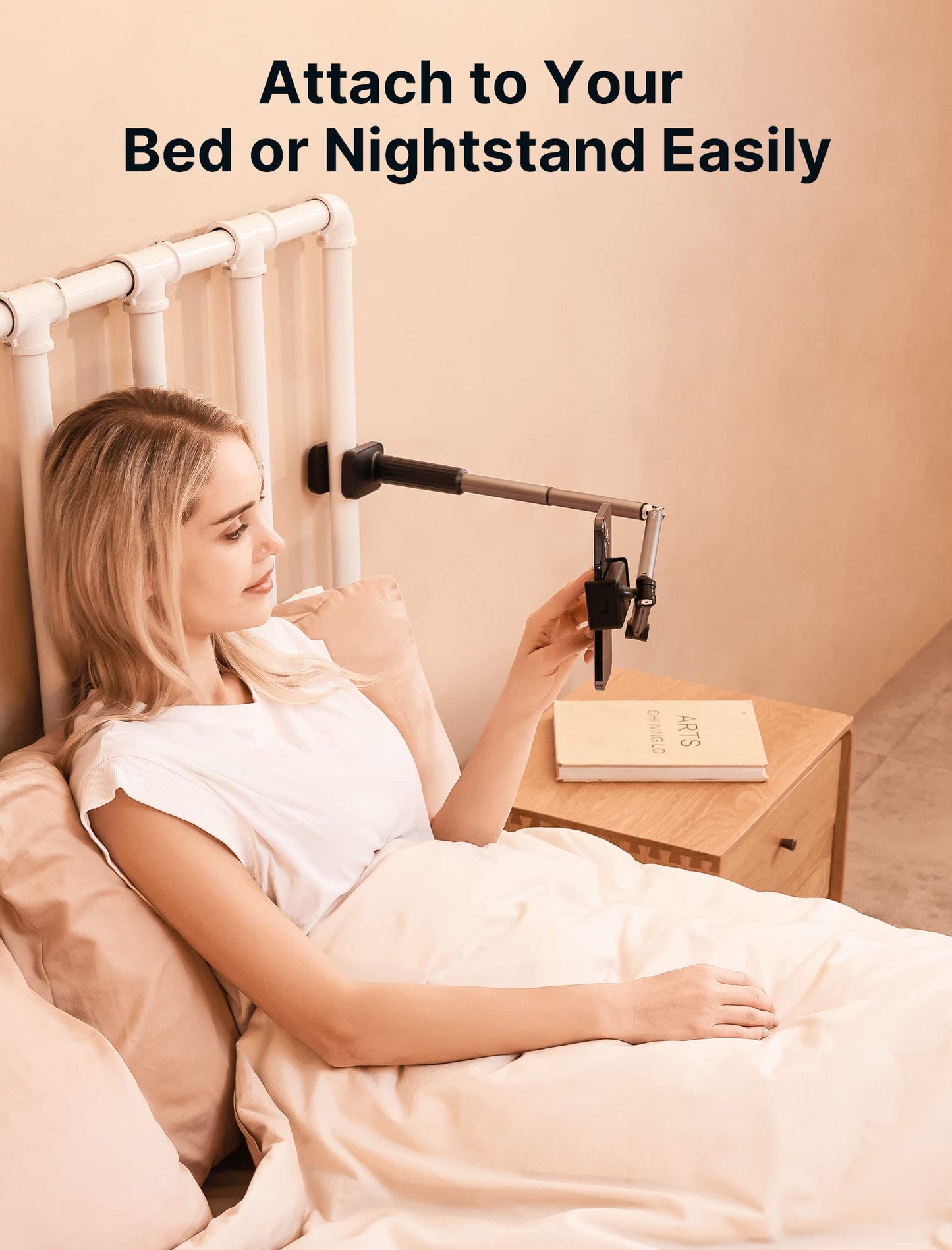 JSAUX Phone Holder for Desk and Bed Compatible with iPhone 16 15 14 13 12 Overhead Phone Mount Gooseneck Phone Stand Flexible 360 Lazy Long Arm Clamp Clip for Table Bedside [1-Pack, Black] - Medaid International