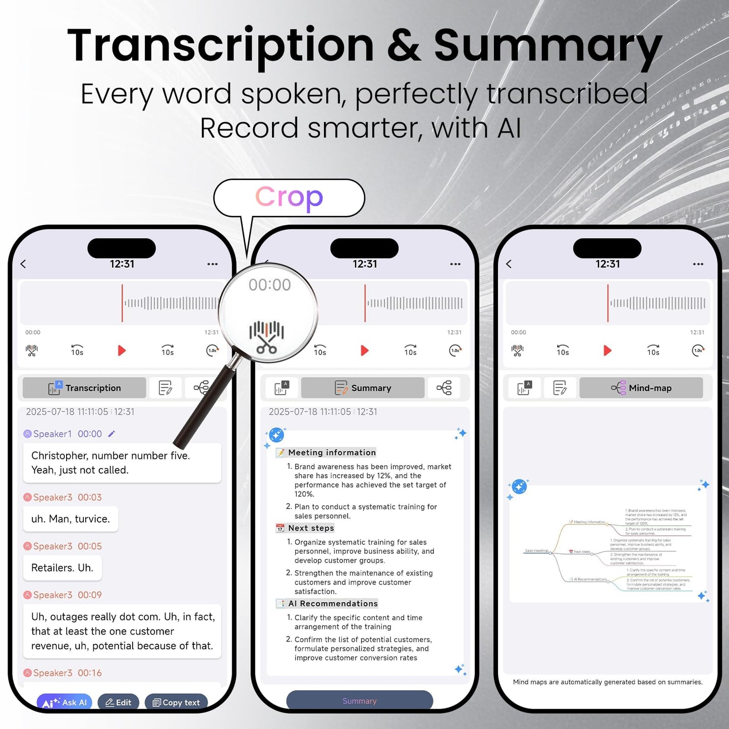 AI Voice Recorder, NEWYES Ailog Smart Digital Audio Recorder Meeting Card, App Control, Transcribe & Summarize, 188+ Languages Translation, 64GB Memory, for Meetings, Conference, Business, Calls - Medaid International