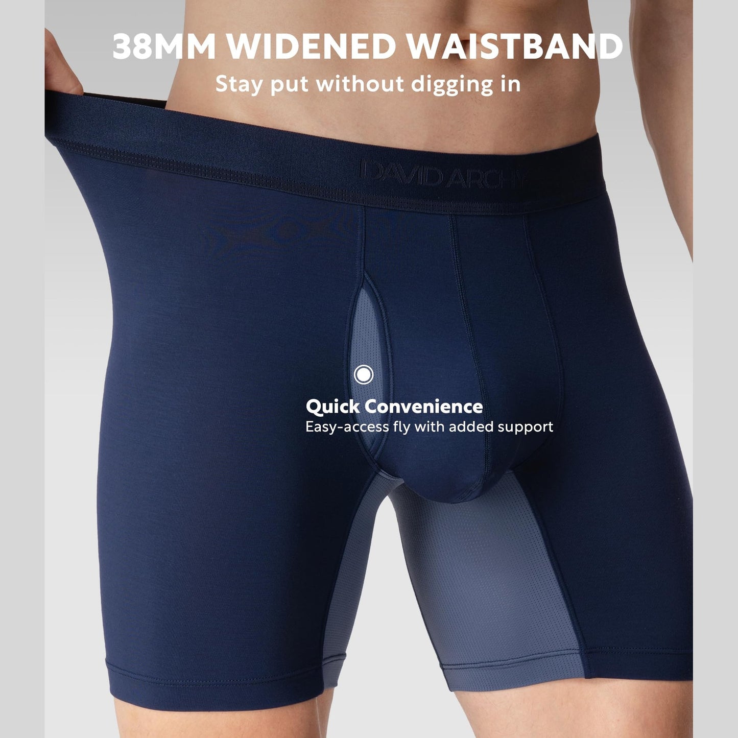 DAVID ARCHY Men's Underwear Boxer Briefs, Ultra Soft Modal Breathable Mesh Pouch Moisture-Wicking Underwear for Men 4 Pack(M, Black/Charcoal/Navy Blue/Olive Green) - Medaid International