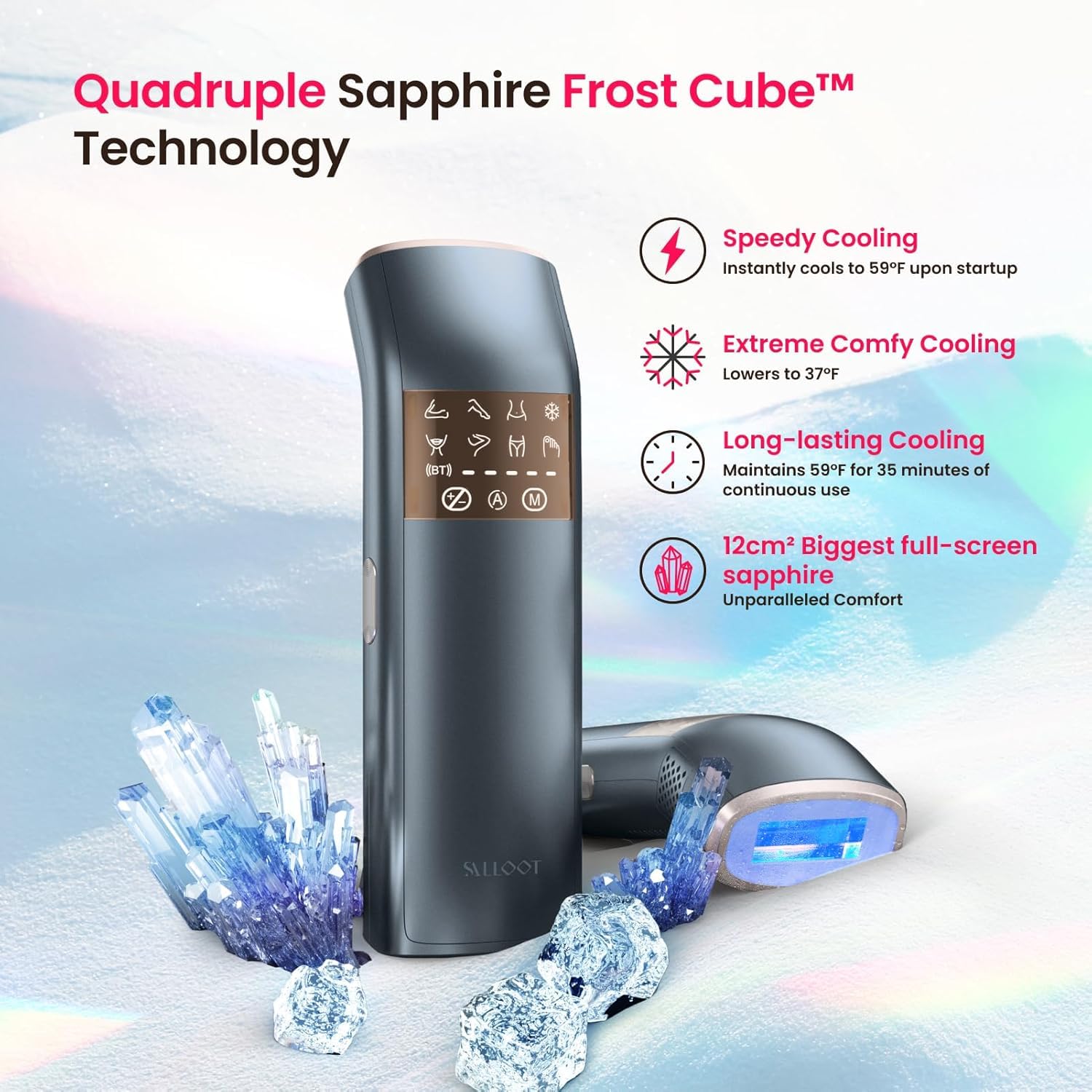 TRIPLE-Pulse IPL Laser Hair Removal, 12cm² Sapphire 37°F Ice-Cooling Contact, Hair Removal Device for Women and Men, Permanent Hair Removal at Home for Legs, Face, Bikini, Armpits, Trinity iGlow 10 - Medaid International