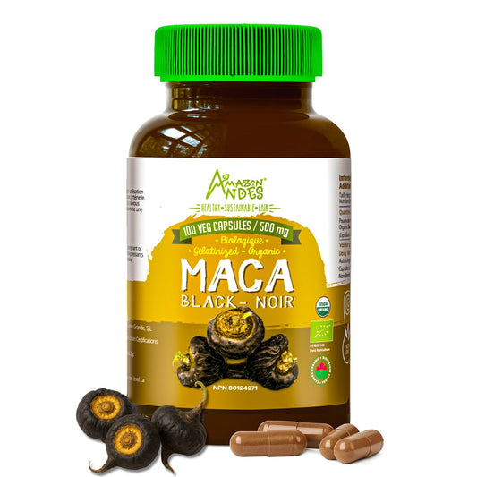 Black Maca Root Capsules l Organic Vegan Pills l 1500mg per Serving l Reproductive Health for Men l Natural Energy Booster l Adaptogen Function l Non GMO and Gluten Free l Amazon Andes - Medaid International