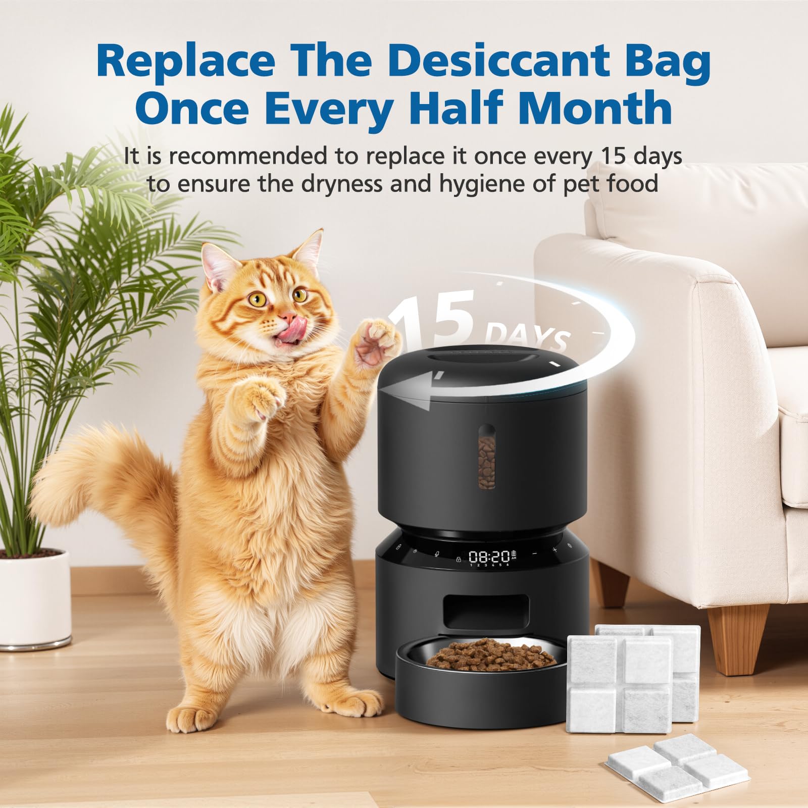 15 Pack Pet Food Desiccant Bags for Petlibro Automatic Cat dog Feeders, Keep Pet Food Dry and Fresh, for Model PLAF001, PLAF101, PLAF005, PLAF006, PLAF103, PLAF203 - Medaid International