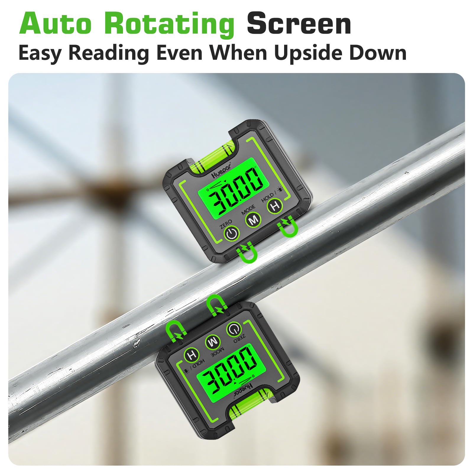 Huepar Digital Level Angle Gauge Mini Angle Finder Level Box with V-Groove Magnetic Base&Backlit LCD Bevel Gauge Inclinometer for Carpentry,Building, Automobile, Masonry - 0~360° Fast Measurement AG01 - Medaid International