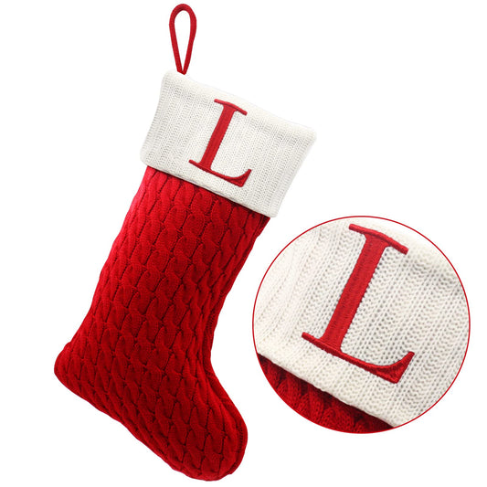 ZOEA 20 Inches Christmas Stockings with Initials, Large Embroidered Letter Knit Christmas Stocking for Family Holiday Decorations and Xmas Gift (L, Red) - Medaid International