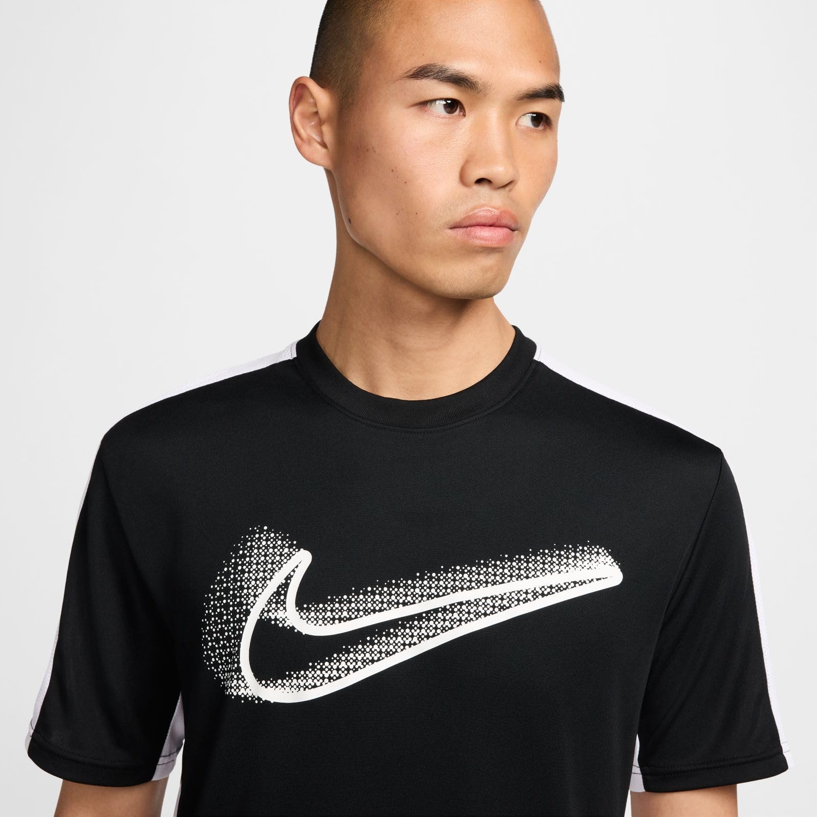 Nike Academy Men's Dri-FIT Short-Sleeve Soccer Top (Black/White/White, FZ0408-010) Size Small - Medaid International
