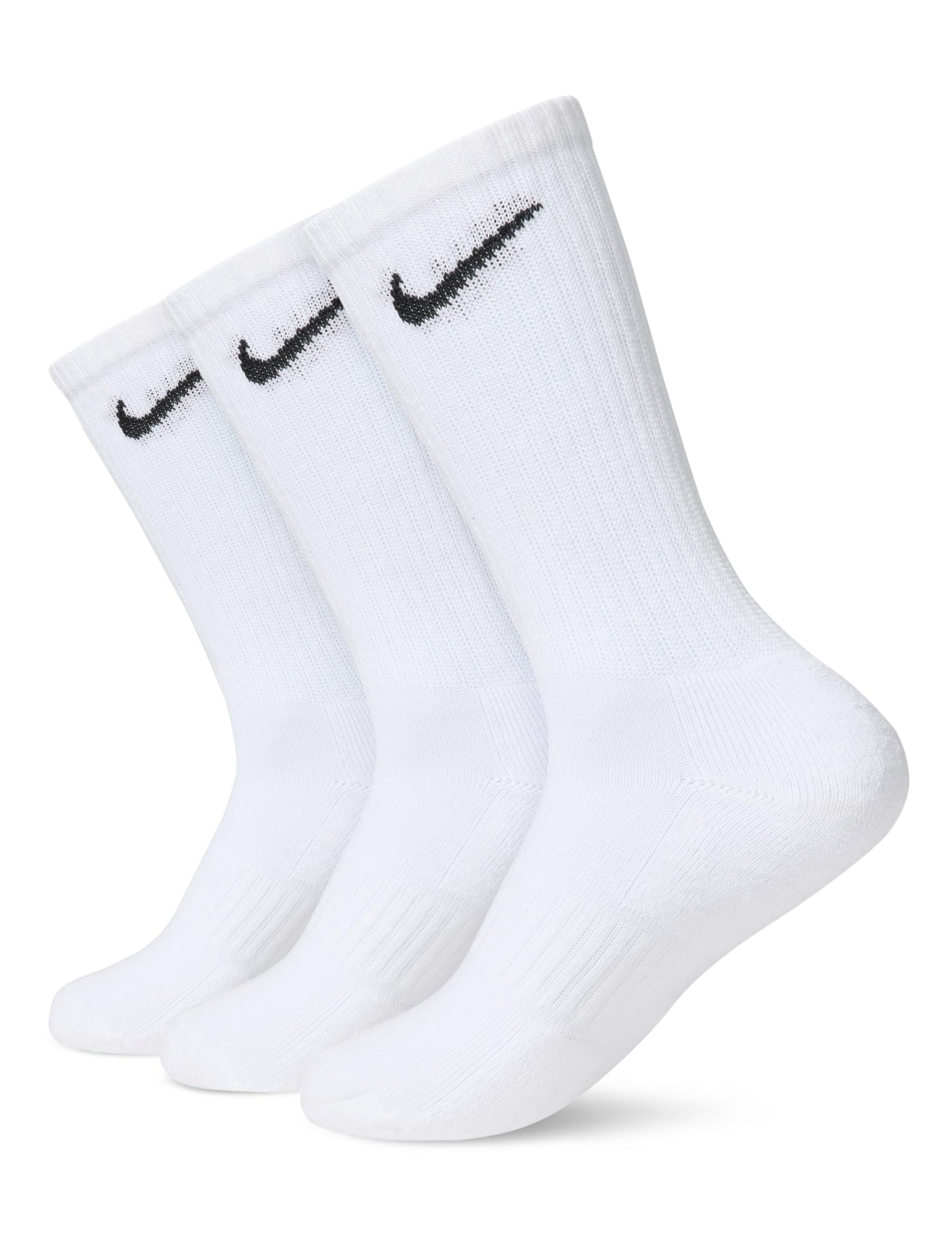 Nike Everyday Cushion Crew Training Socks, Unisex Socks with Sweat-Wicking Technology and Impact Cushioning (3 Pair), White/Black,Medium - Medaid International