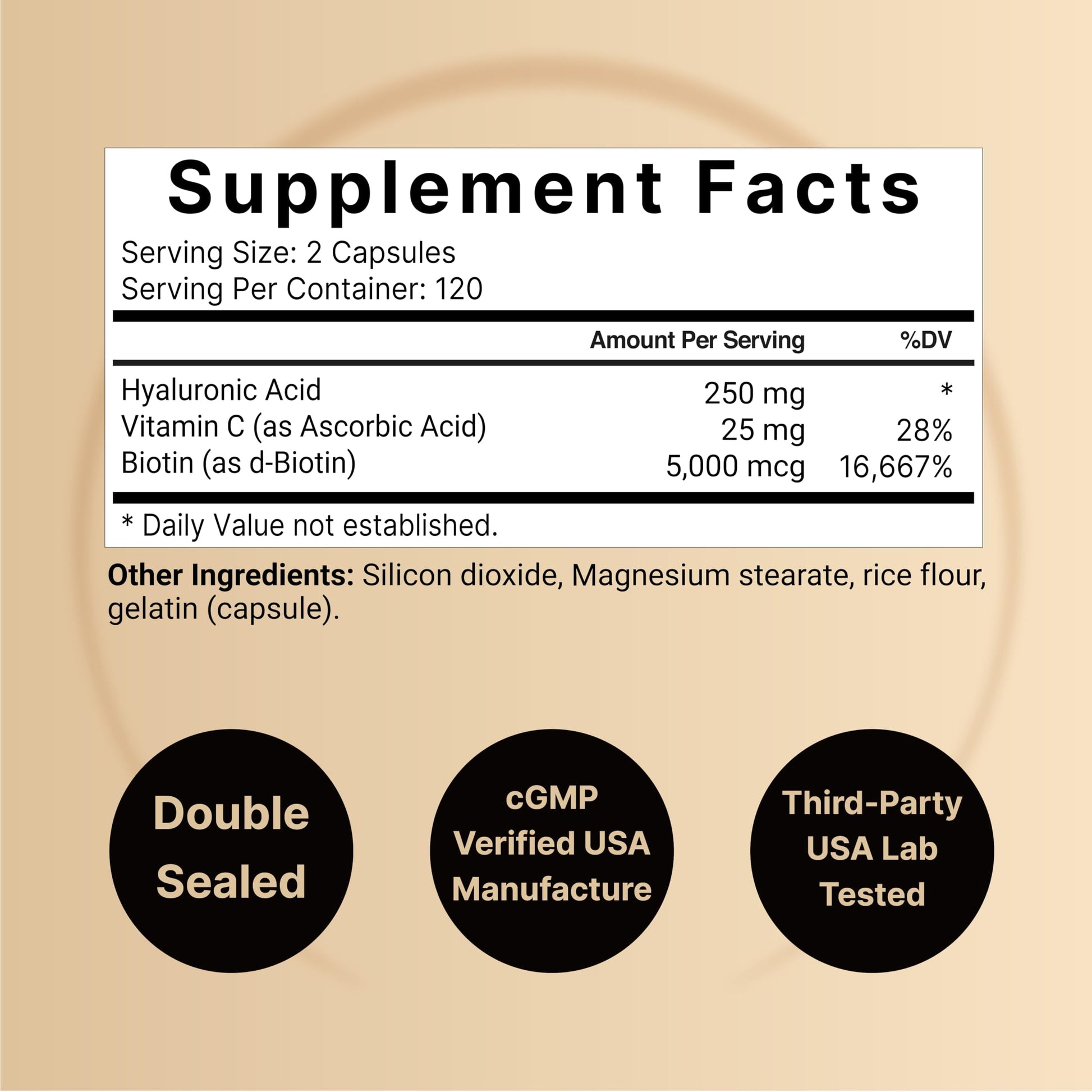 NatureBell Hyaluronic Acid Supplements 250mg | 240 Capsules, with Biotin 5000mcg & Vitamin C 25mg, 3 in 1 Support - Skin Hydration, Joint Lubrication, Hair and Eye Health - Medaid International