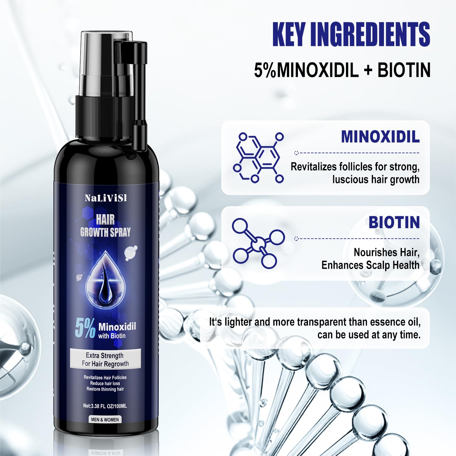 5% Minoxidil For Men And Women Hair Growth Spray - Hims Hair Regrowth Treatment For Stronger Thicker Longer Hair 2-3 Month Supply 100ml(3.38oz) - Medaid International