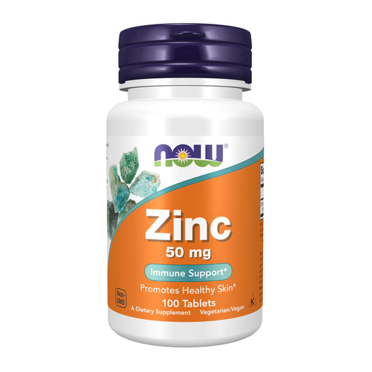 NOW Foods Supplements, Zinc (Zinc Gluconate) 50 mg, Supports Enzyme Functions*, Immune Support*, 100 Tablets - Medaid International