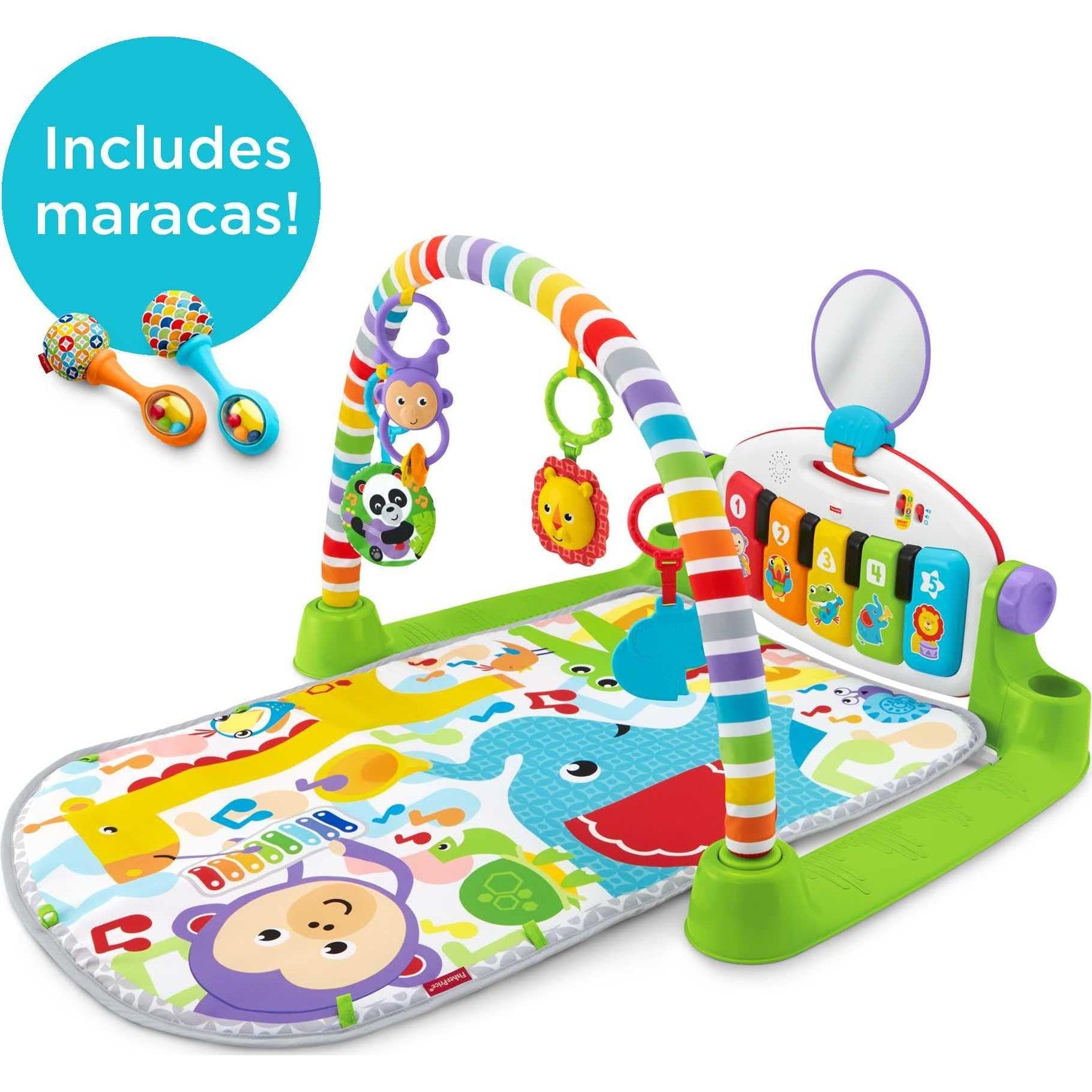 Fisher-Price Baby Playmat Deluxe Kick & Play Piano Gym for Learning & 2 Maracas Soft Rattles for Newborn to Toddler Play Ages 0+ Months - Medaid International